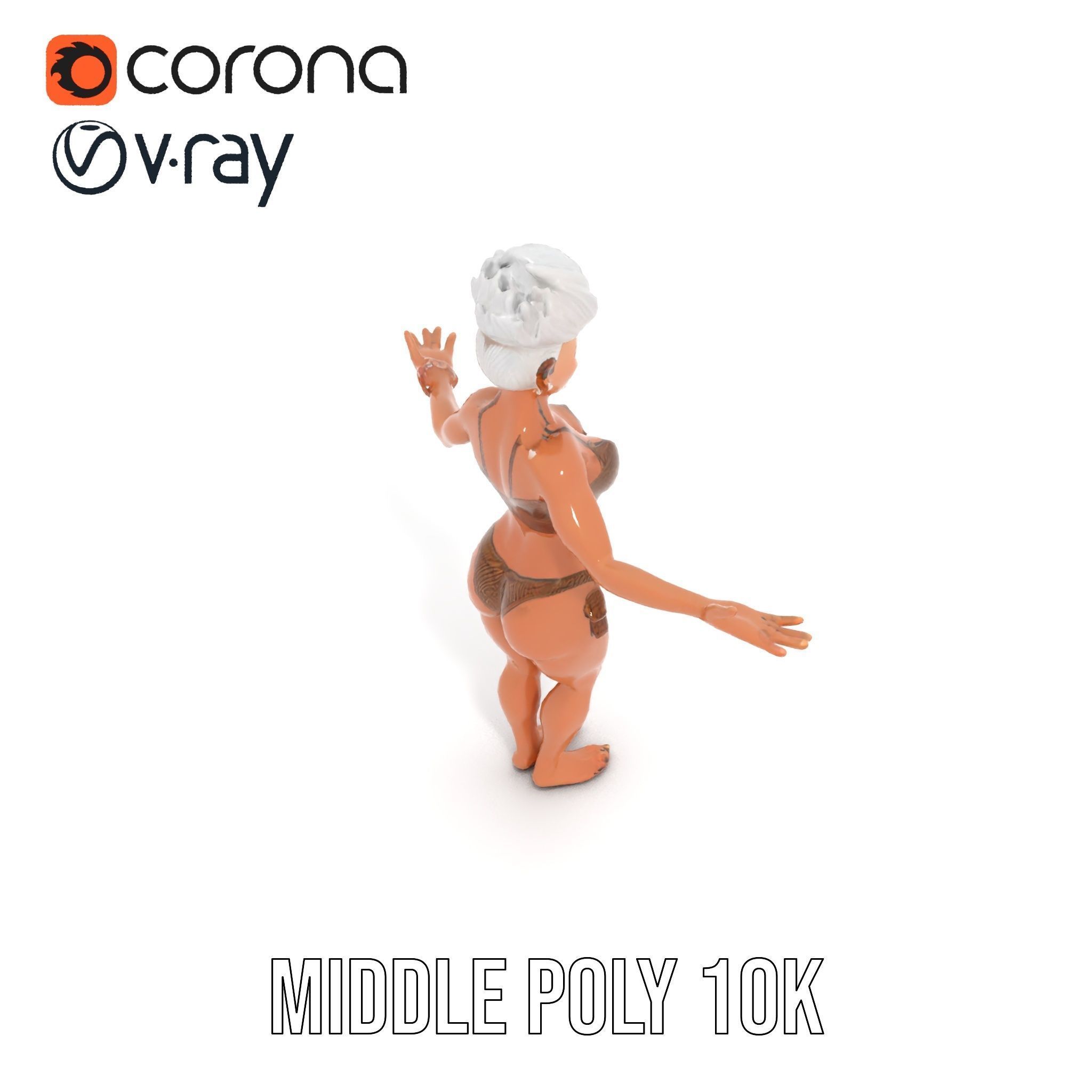 Fierce Warrior Woman Rigged and Animated with White Hair Low-poly 3D model_9