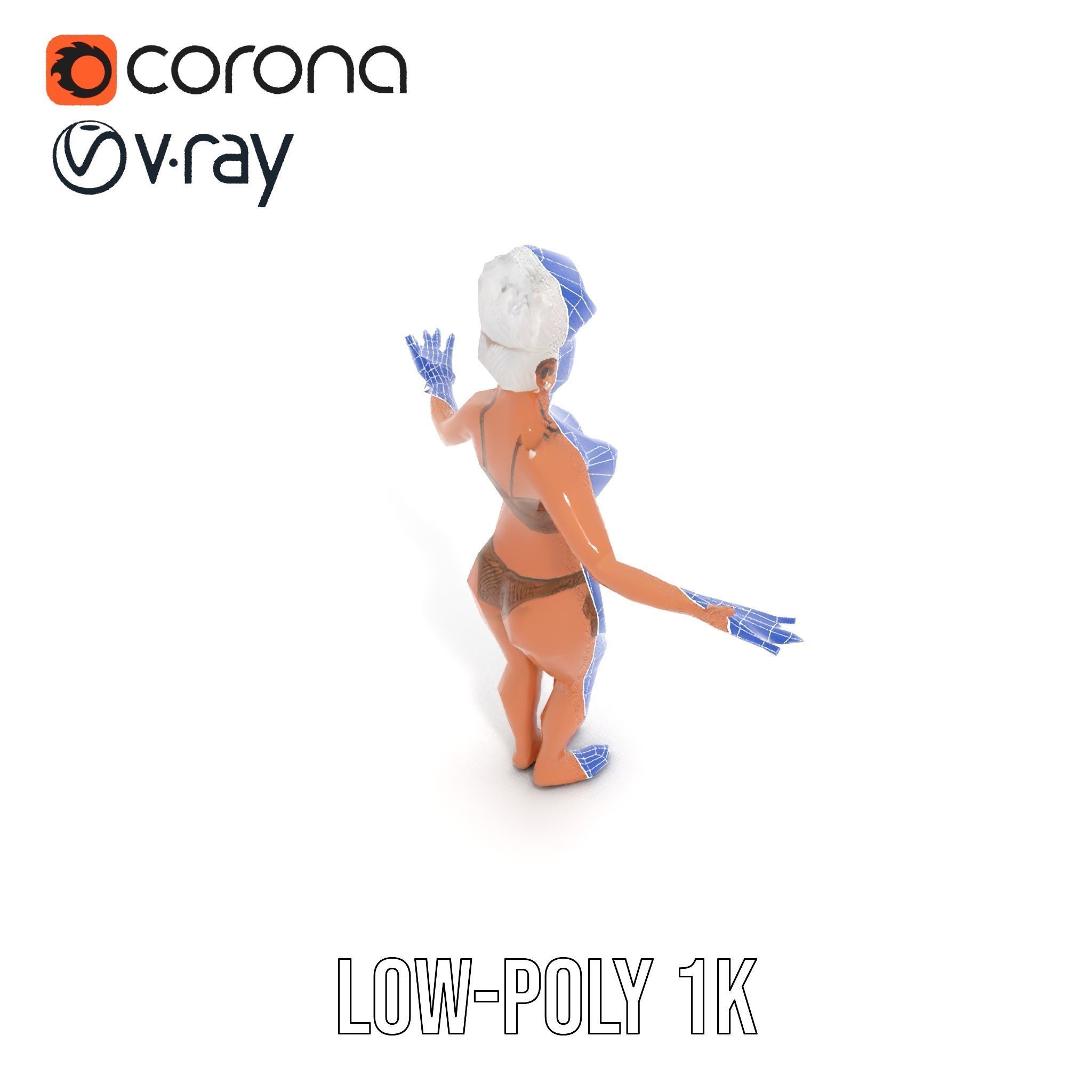 Fierce Warrior Woman Rigged and Animated with White Hair Low-poly 3D model_19