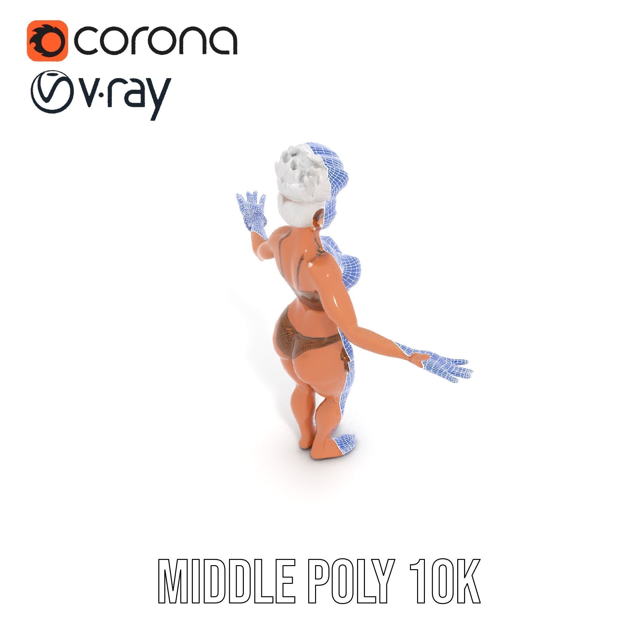 Fierce Warrior Woman Rigged and Animated with White Hair Low-poly 3D model_34