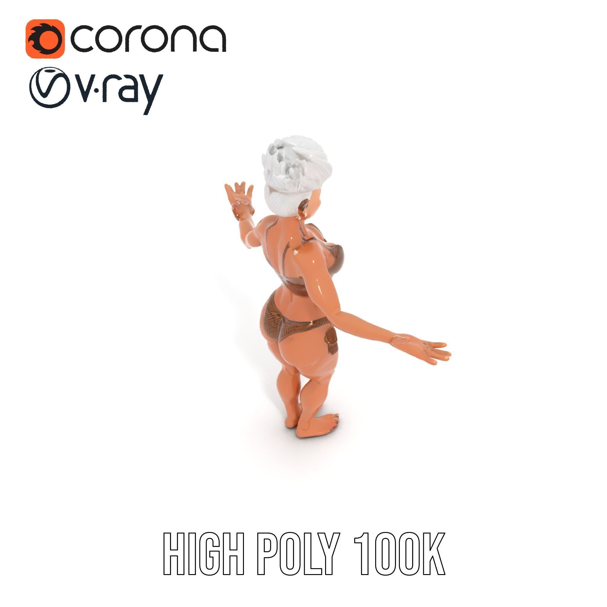 Fierce Warrior Woman Rigged and Animated with White Hair Low-poly 3D model_11