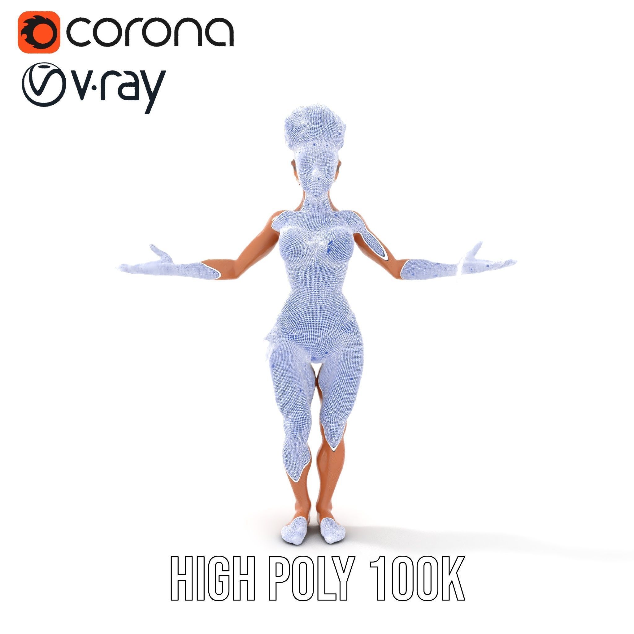 Fierce Warrior Woman Rigged and Animated with White Hair Low-poly 3D model_29