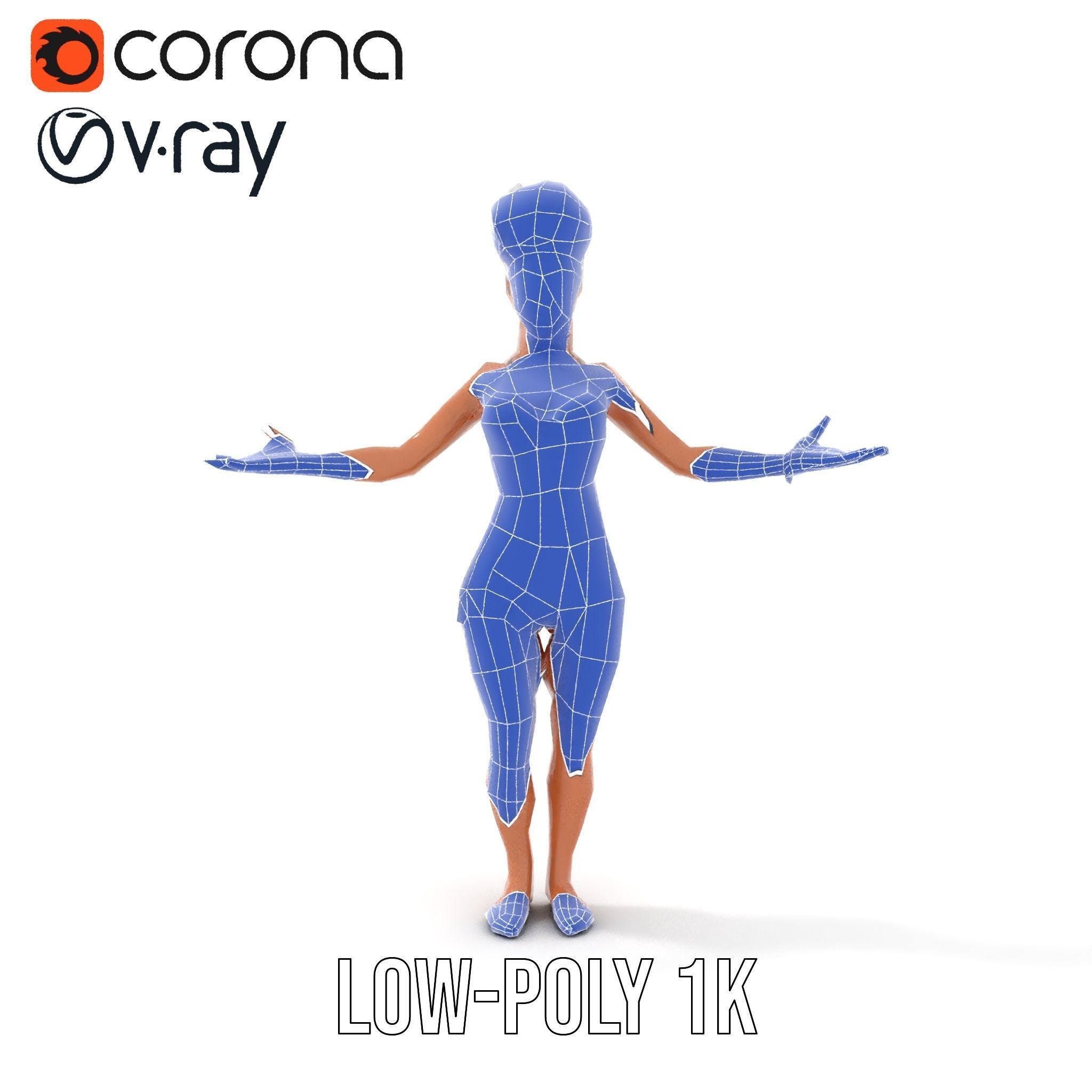 Fierce Warrior Woman Rigged and Animated with White Hair Low-poly 3D model_22