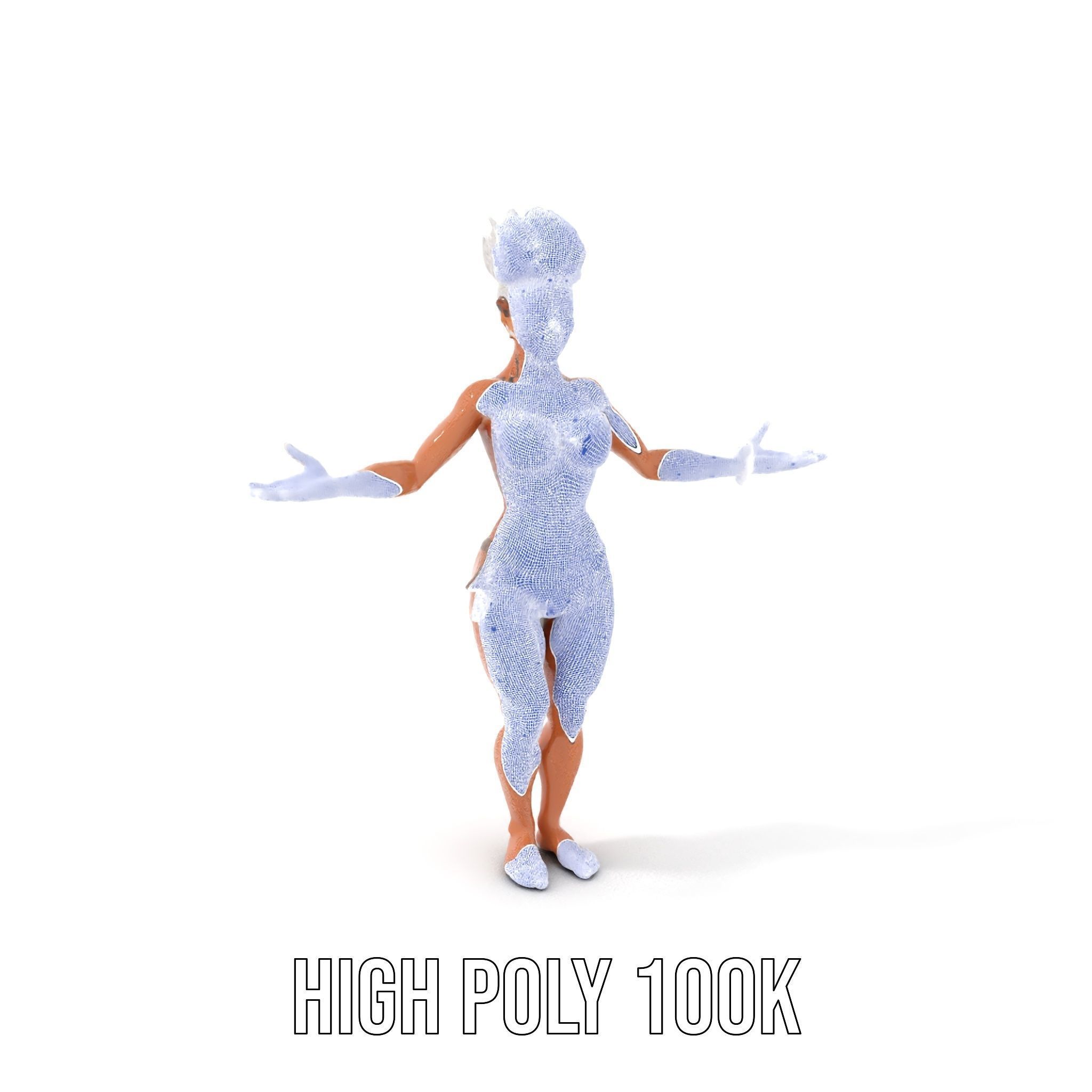 Fierce Warrior Woman Rigged and Animated with White Hair Low-poly 3D model_4