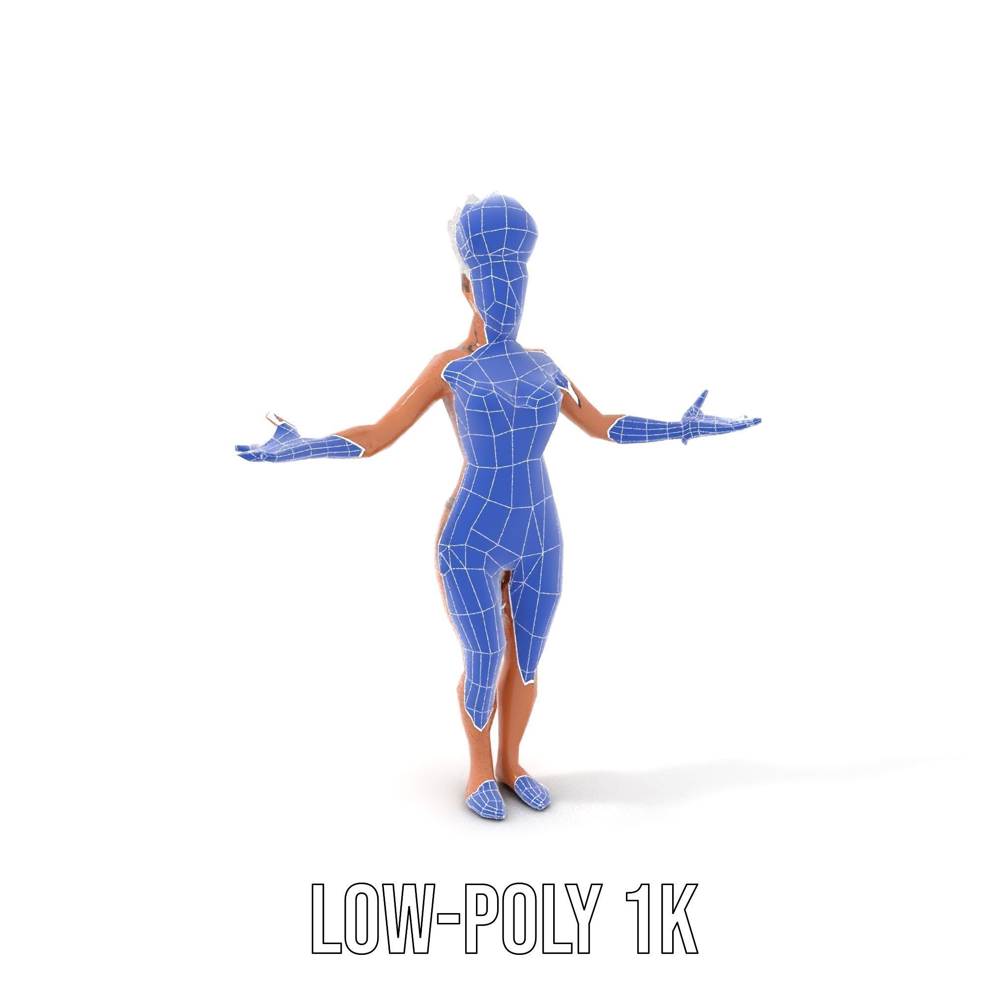 Fierce Warrior Woman Rigged and Animated with White Hair Low-poly 3D model_28