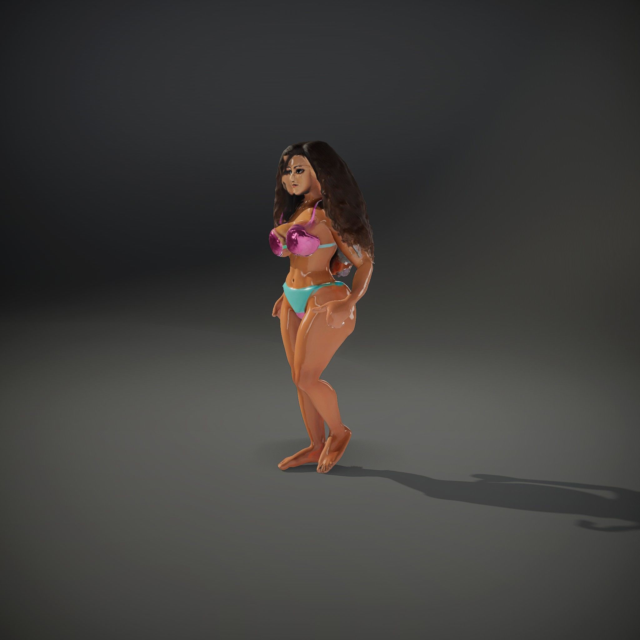 Beachwear Female D Character Rigged and Animated Low-poly 3D model_35
