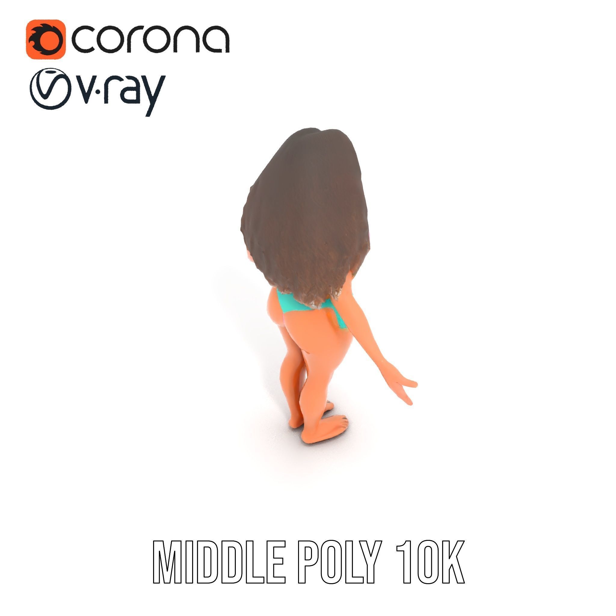 Beachwear Female D Character Rigged and Animated Low-poly 3D model_5