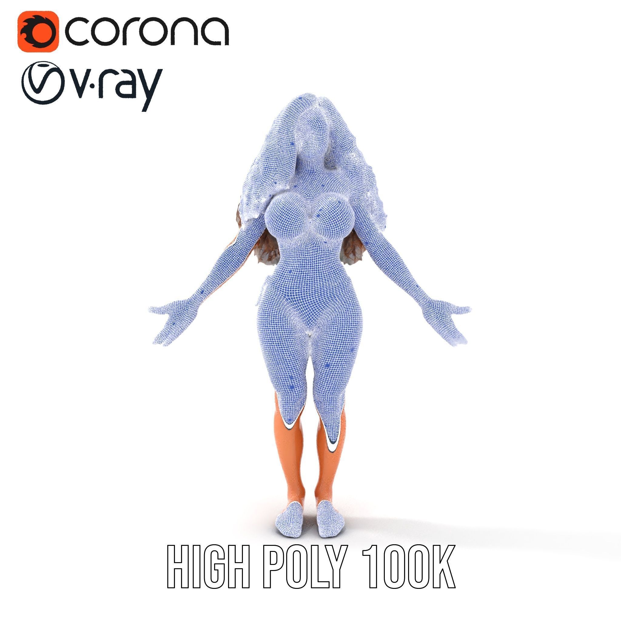 Beachwear Female D Character Rigged and Animated Low-poly 3D model_33