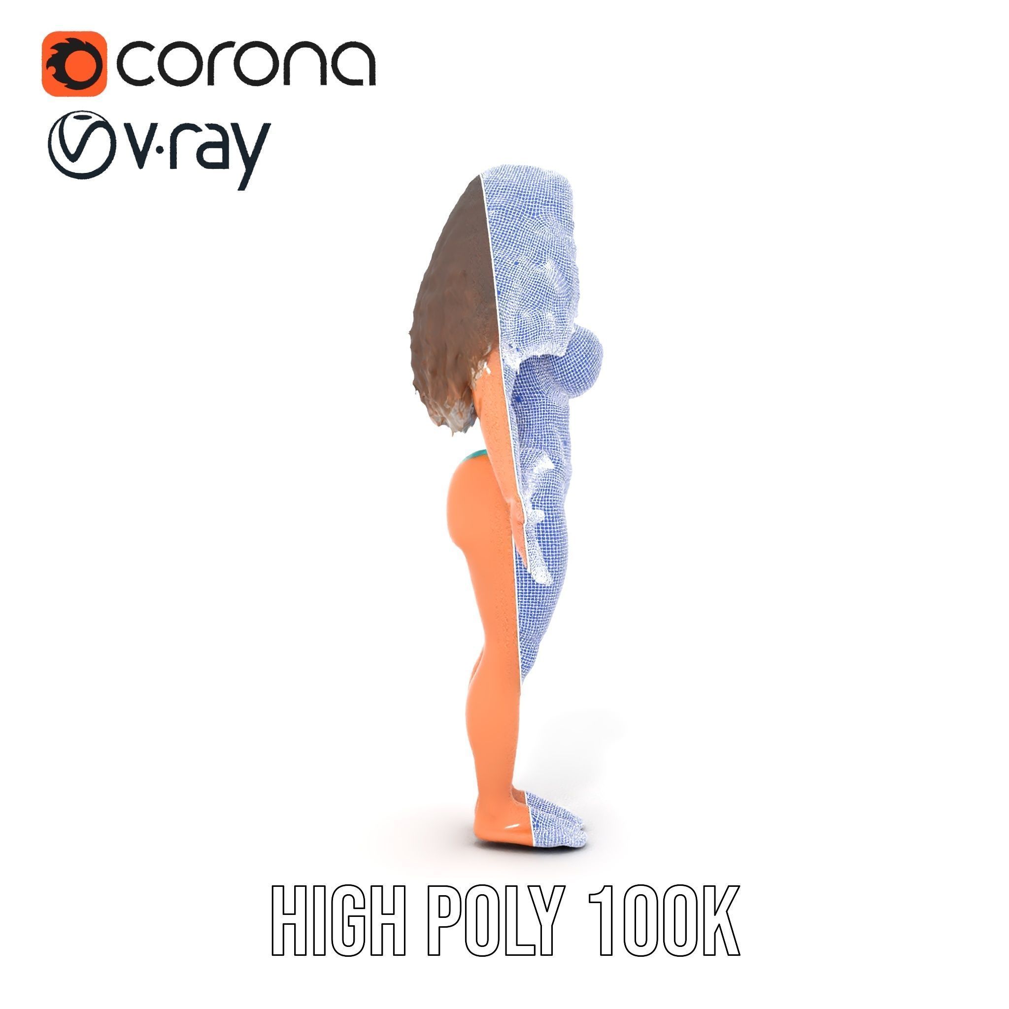 Beachwear Female D Character Rigged and Animated Low-poly 3D model_31