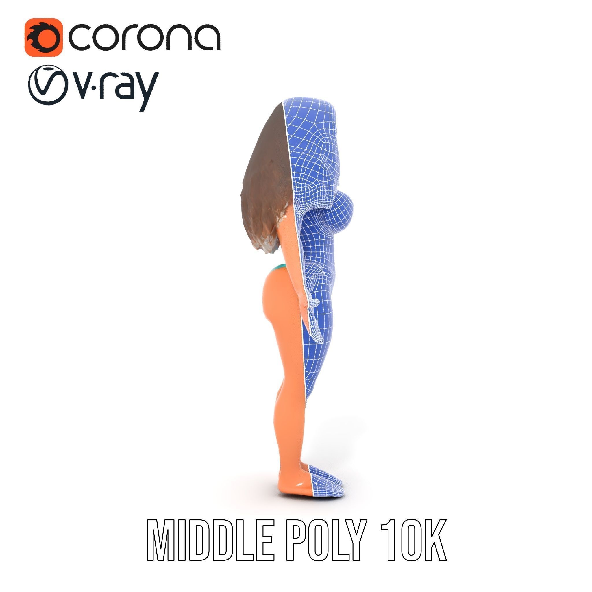 Beachwear Female D Character Rigged and Animated Low-poly 3D model_34