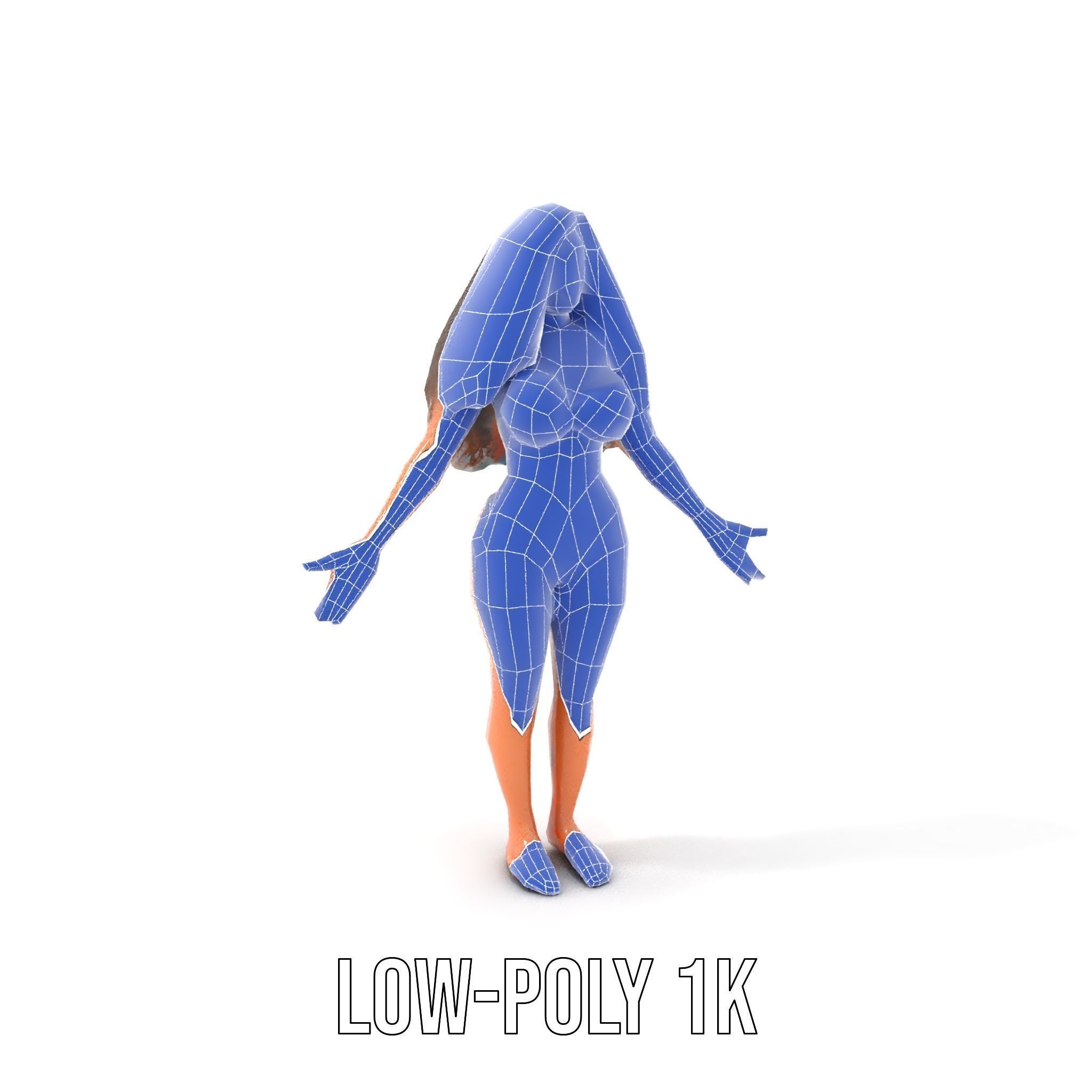 Beachwear Female D Character Rigged and Animated Low-poly 3D model_7