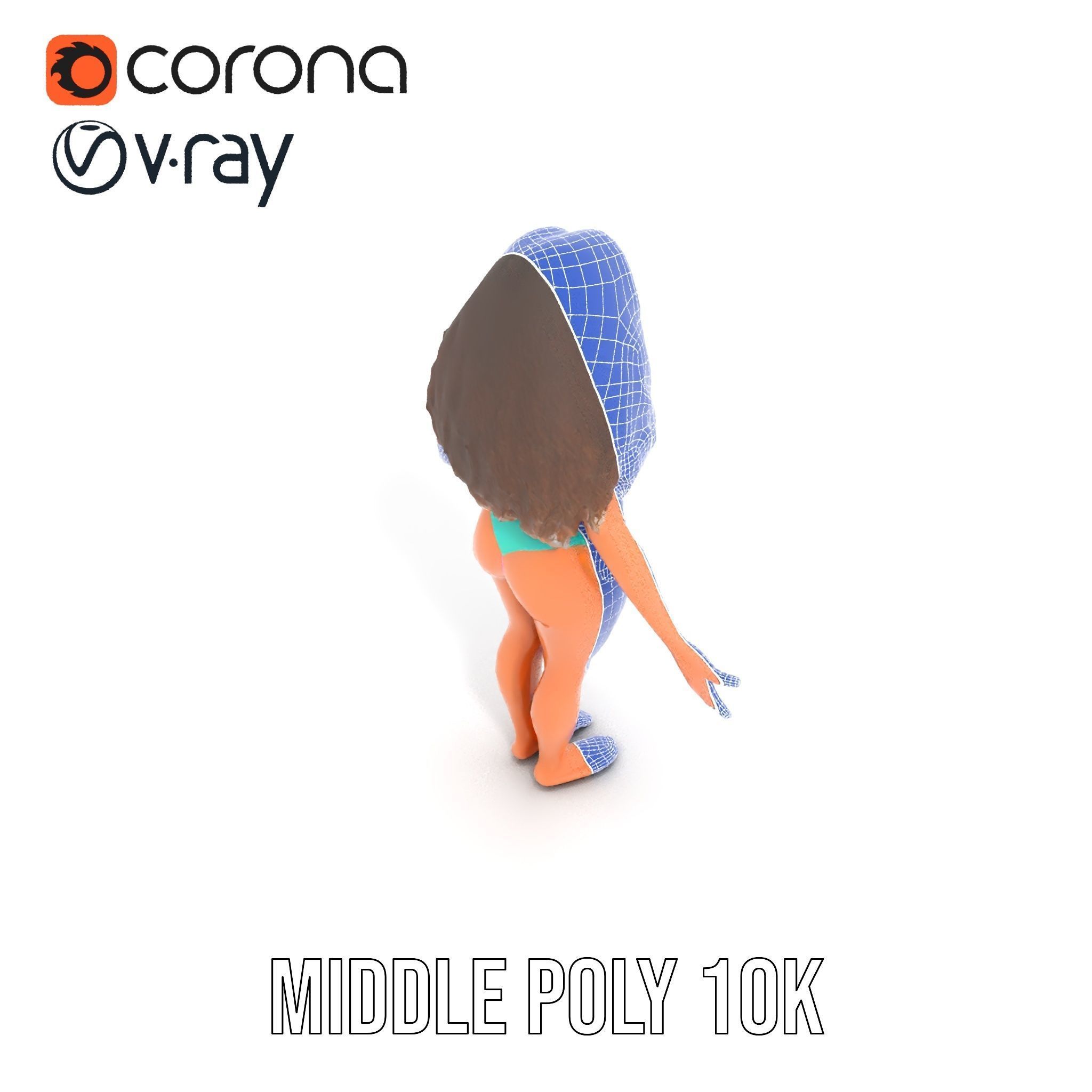 Beachwear Female D Character Rigged and Animated Low-poly 3D model_32