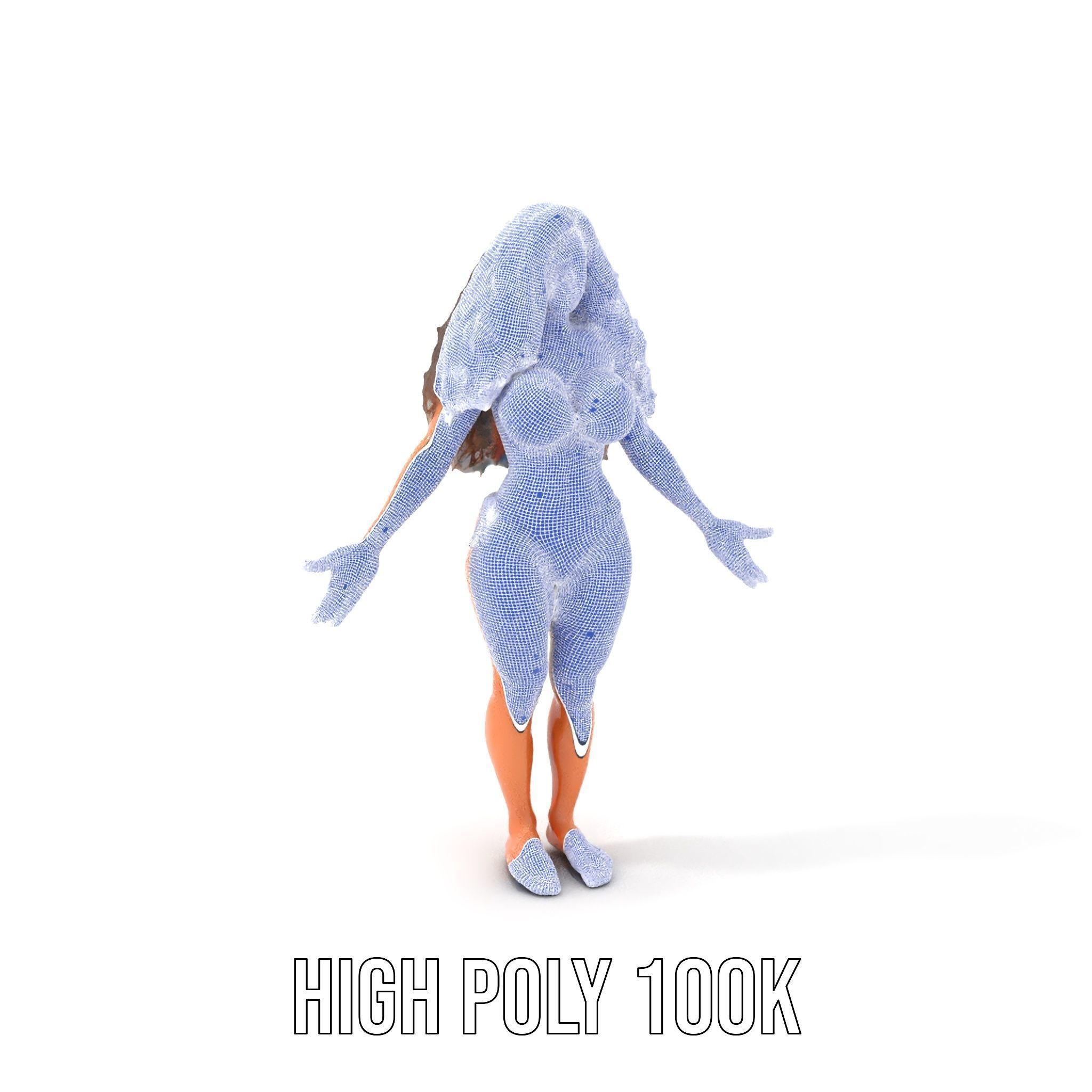 Beachwear Female D Character Rigged and Animated Low-poly 3D model_4