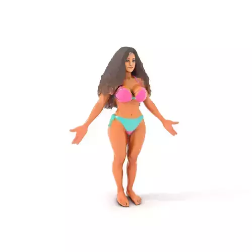 Beachwear Female D Character Rigged and Animated