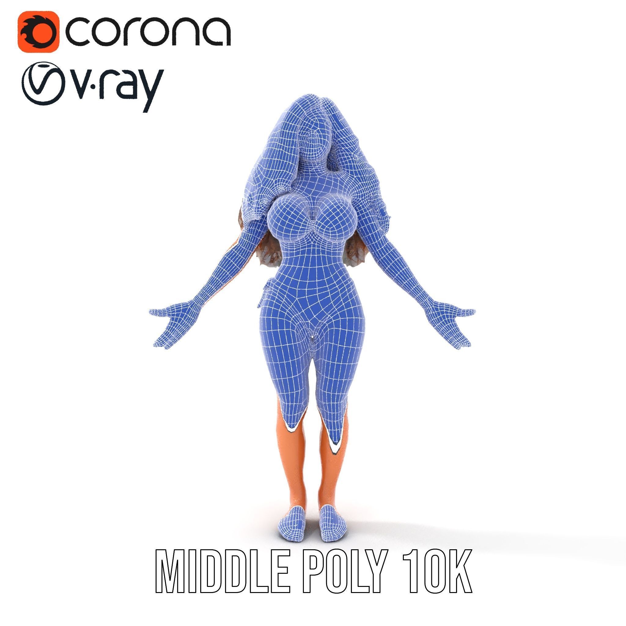 Beachwear Female D Character Rigged and Animated Low-poly 3D model_29