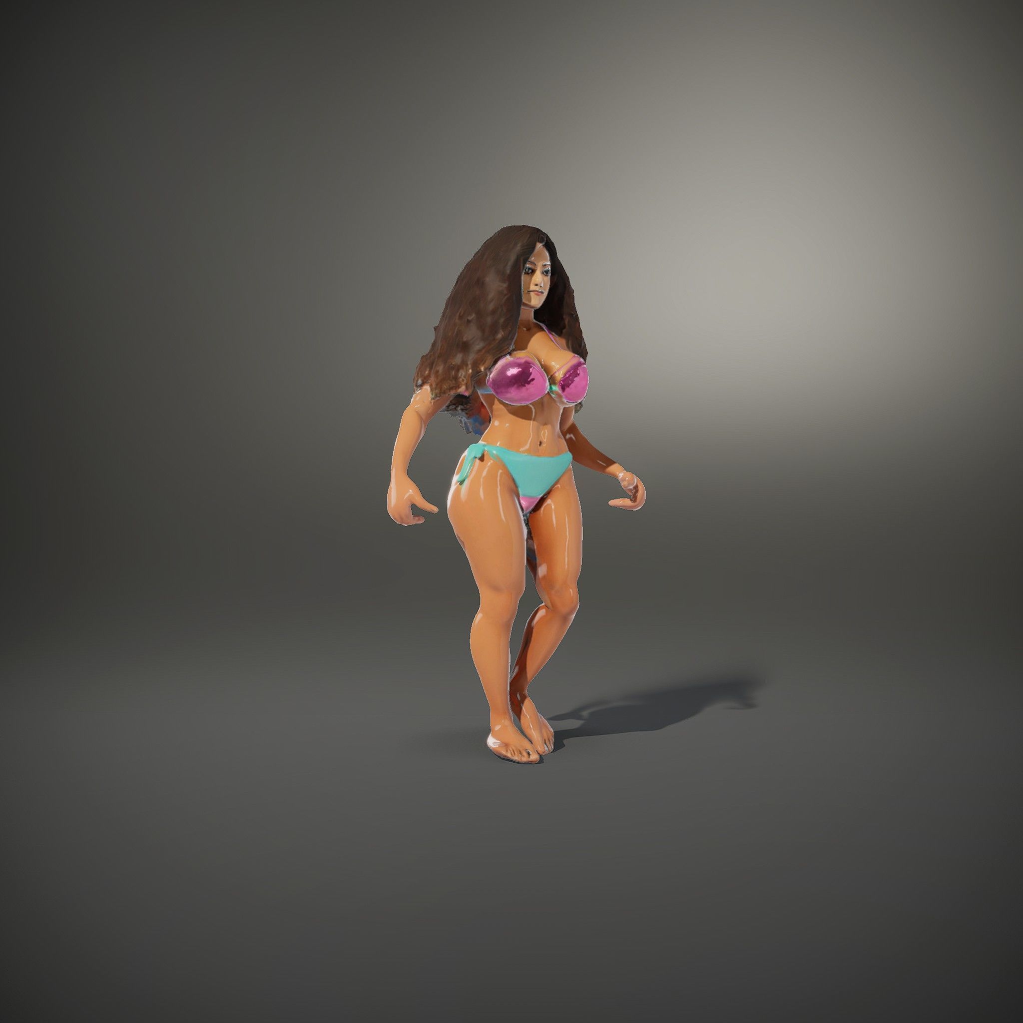 Beachwear Female D Character Rigged and Animated Low-poly 3D model_36