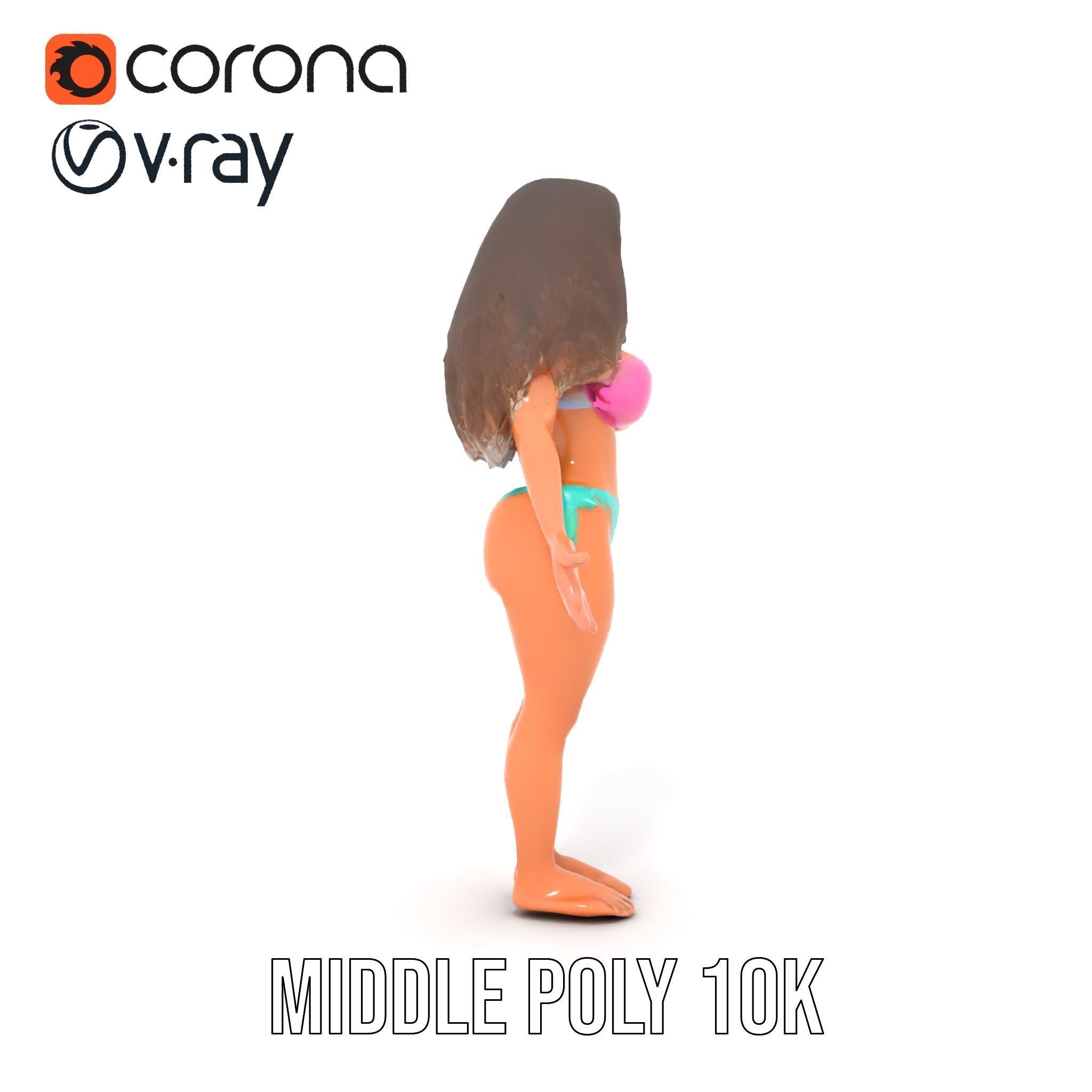 Beachwear Female D Character Rigged and Animated Low-poly 3D model_17