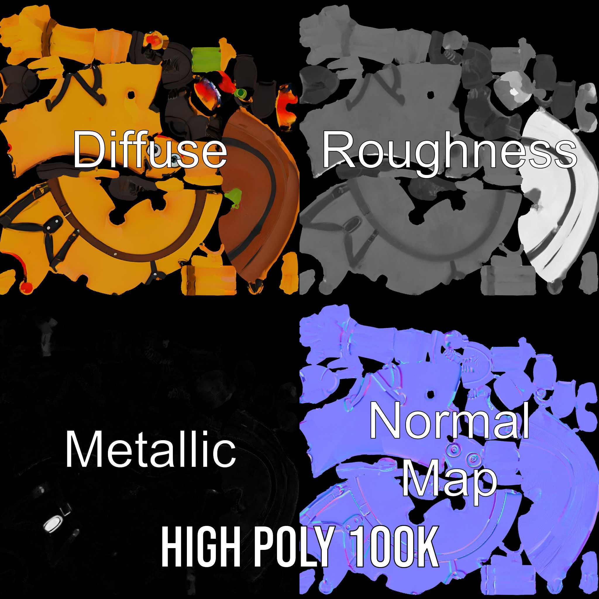 Animated and Rigged Happy Pear Character with Hat and Suspenders Low-poly 3D model_3