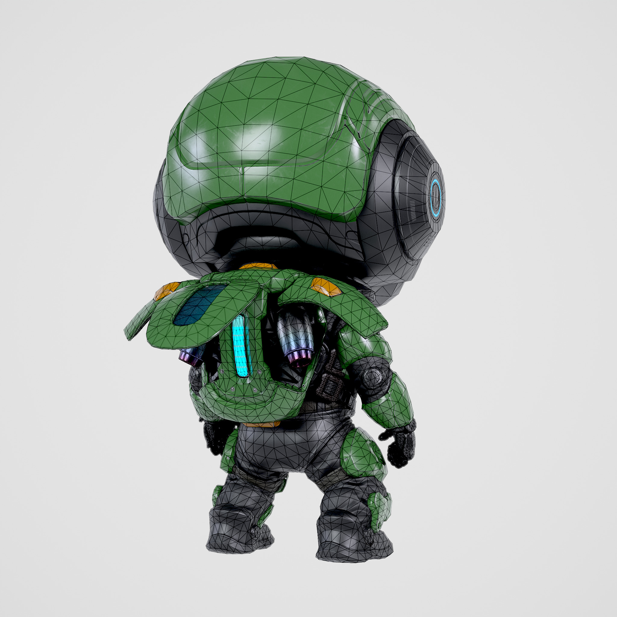 Cute Robot Green Low-poly 3D model_16