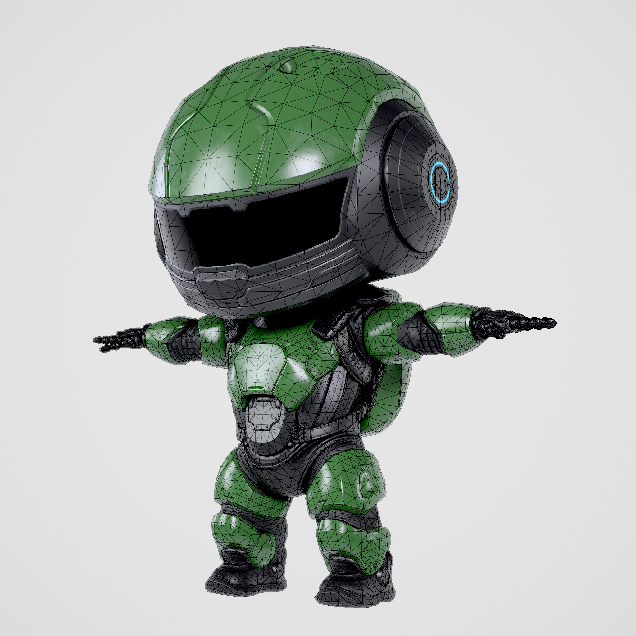 Cute Robot Green Low-poly 3D model_12