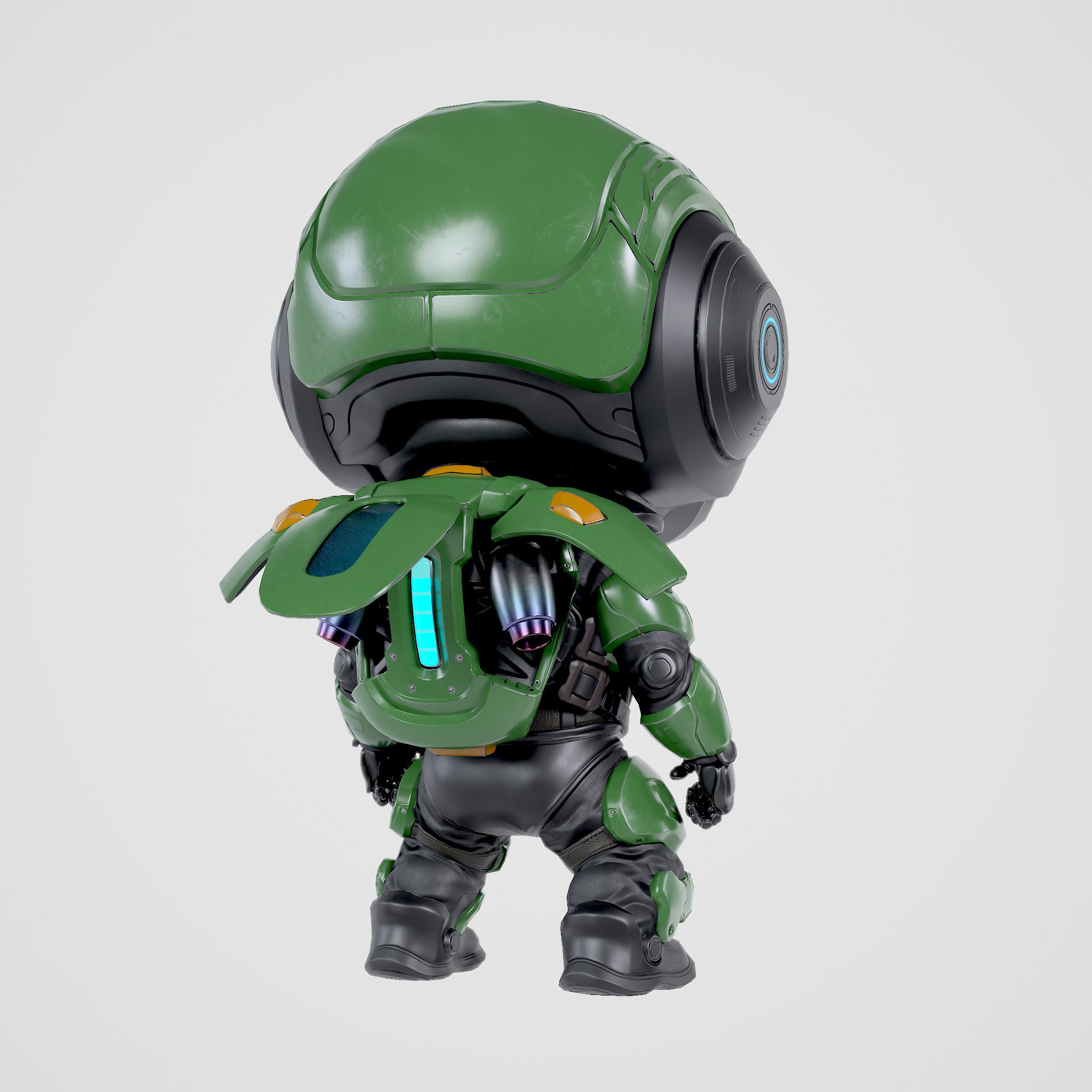 Cute Robot Green Low-poly 3D model_15