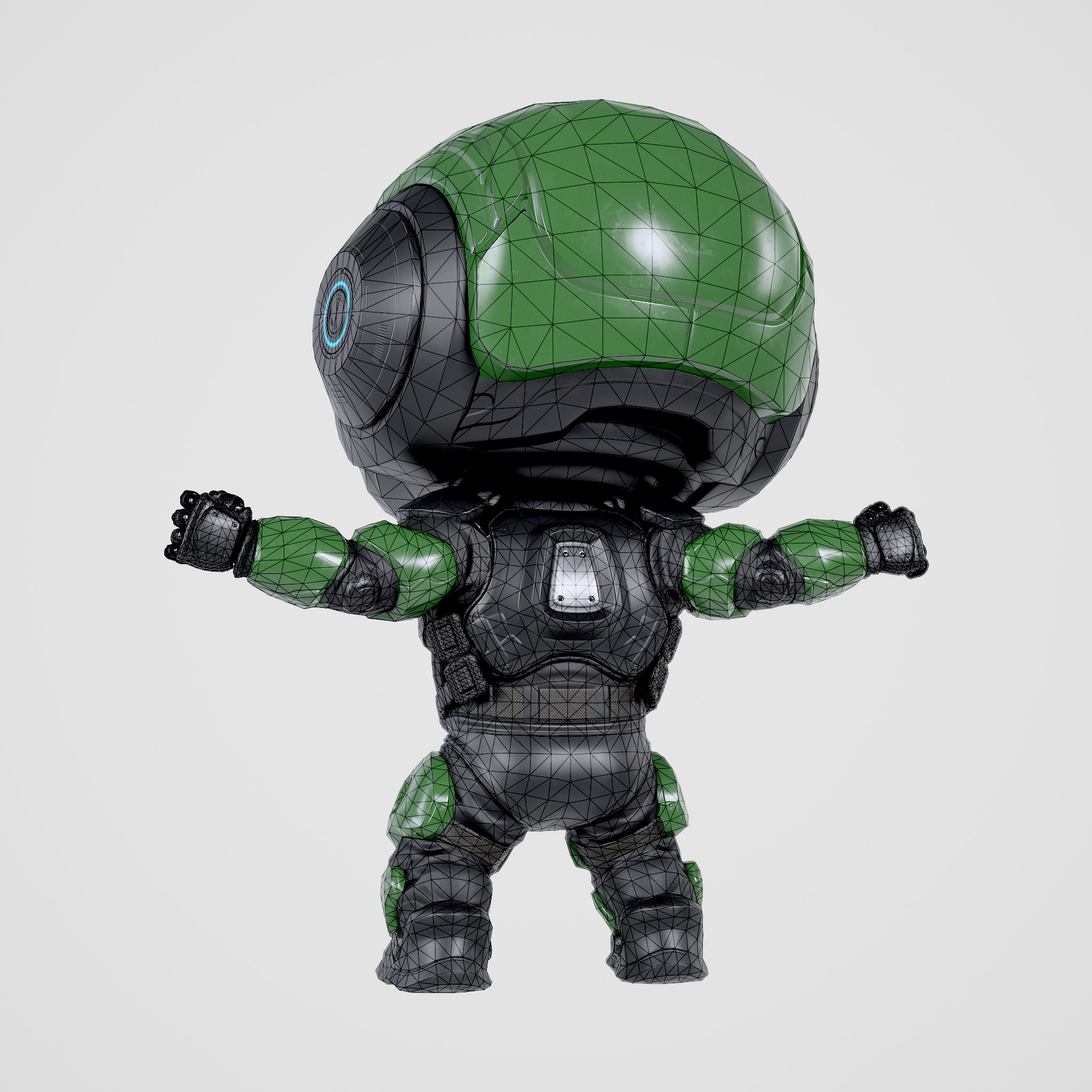 Cute Robot Green Low-poly 3D model_17