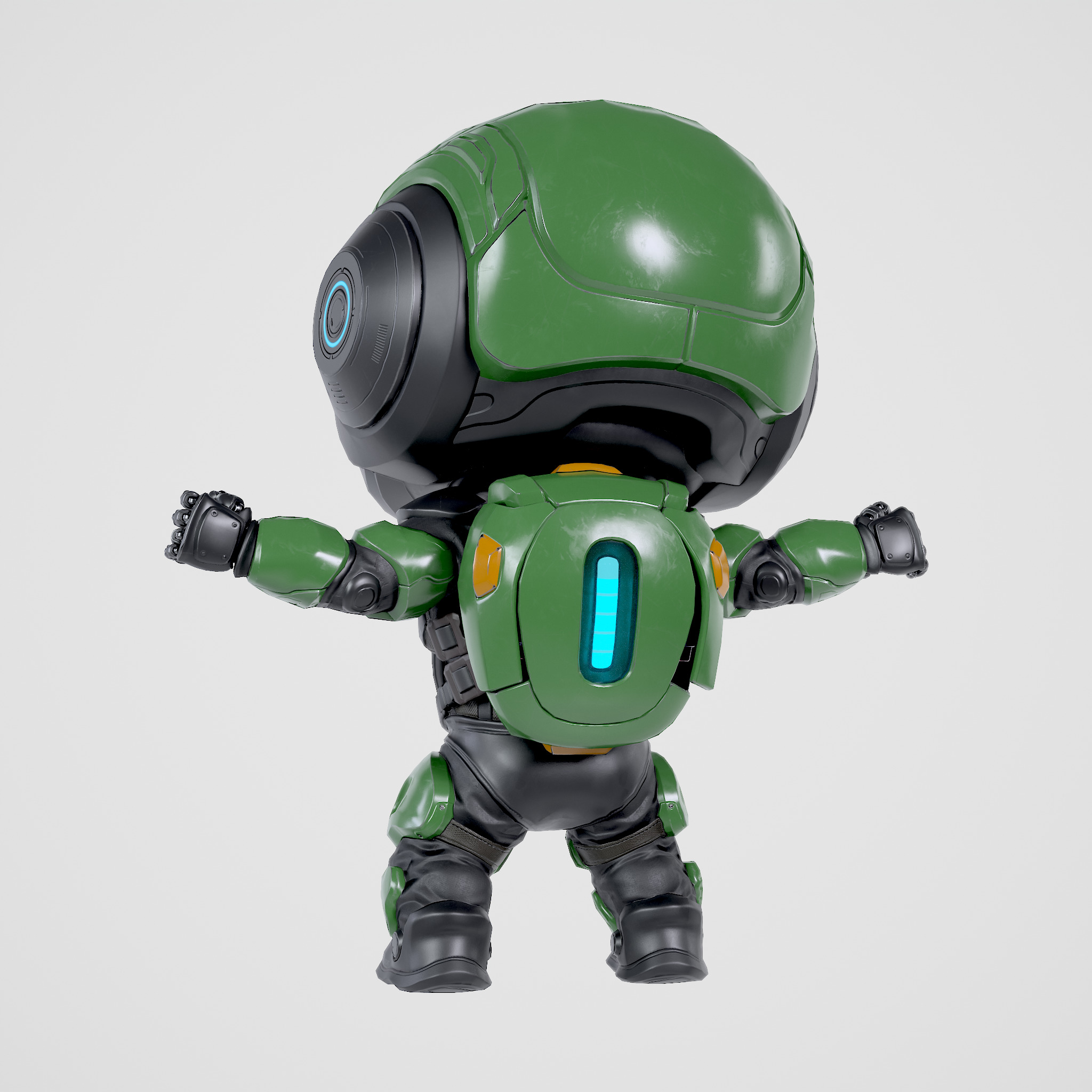 Cute Robot Green Low-poly 3D model_20