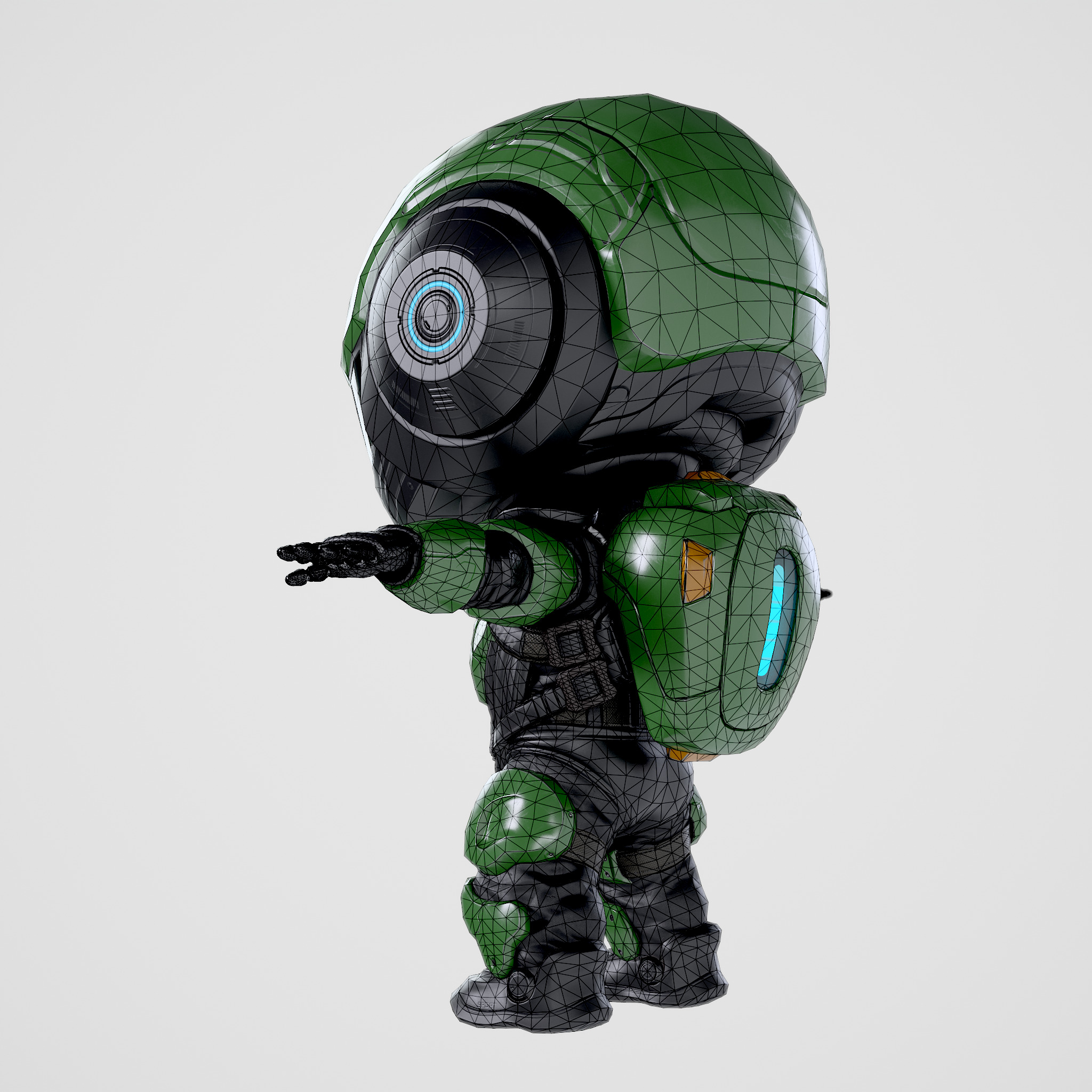 Cute Robot Green Low-poly 3D model_13