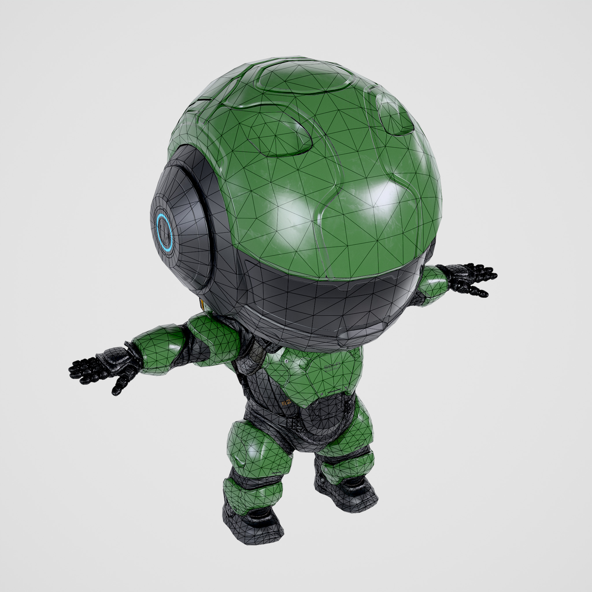 Cute Robot Green Low-poly 3D model_14