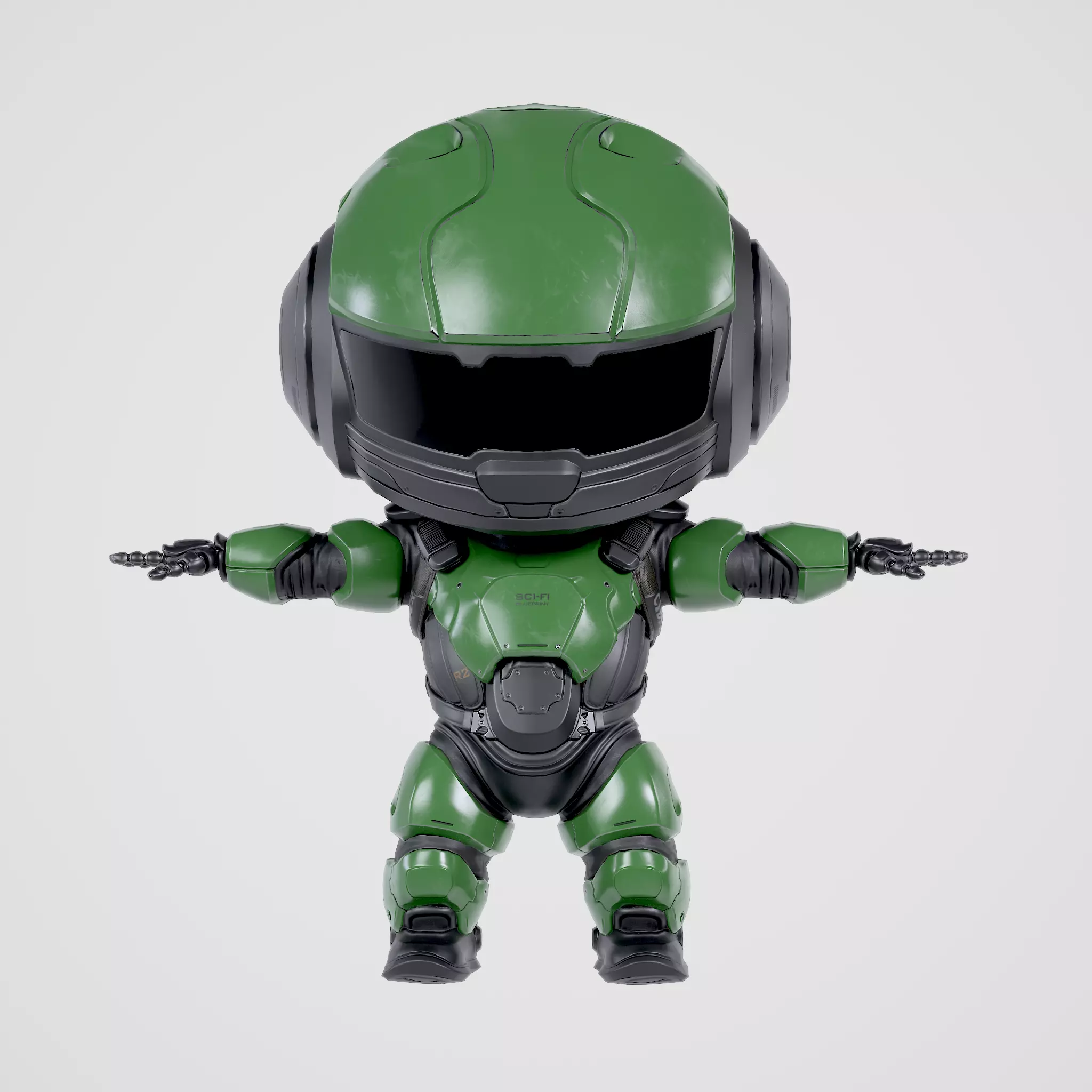 Cute Robot Green Low-poly 3D model_0