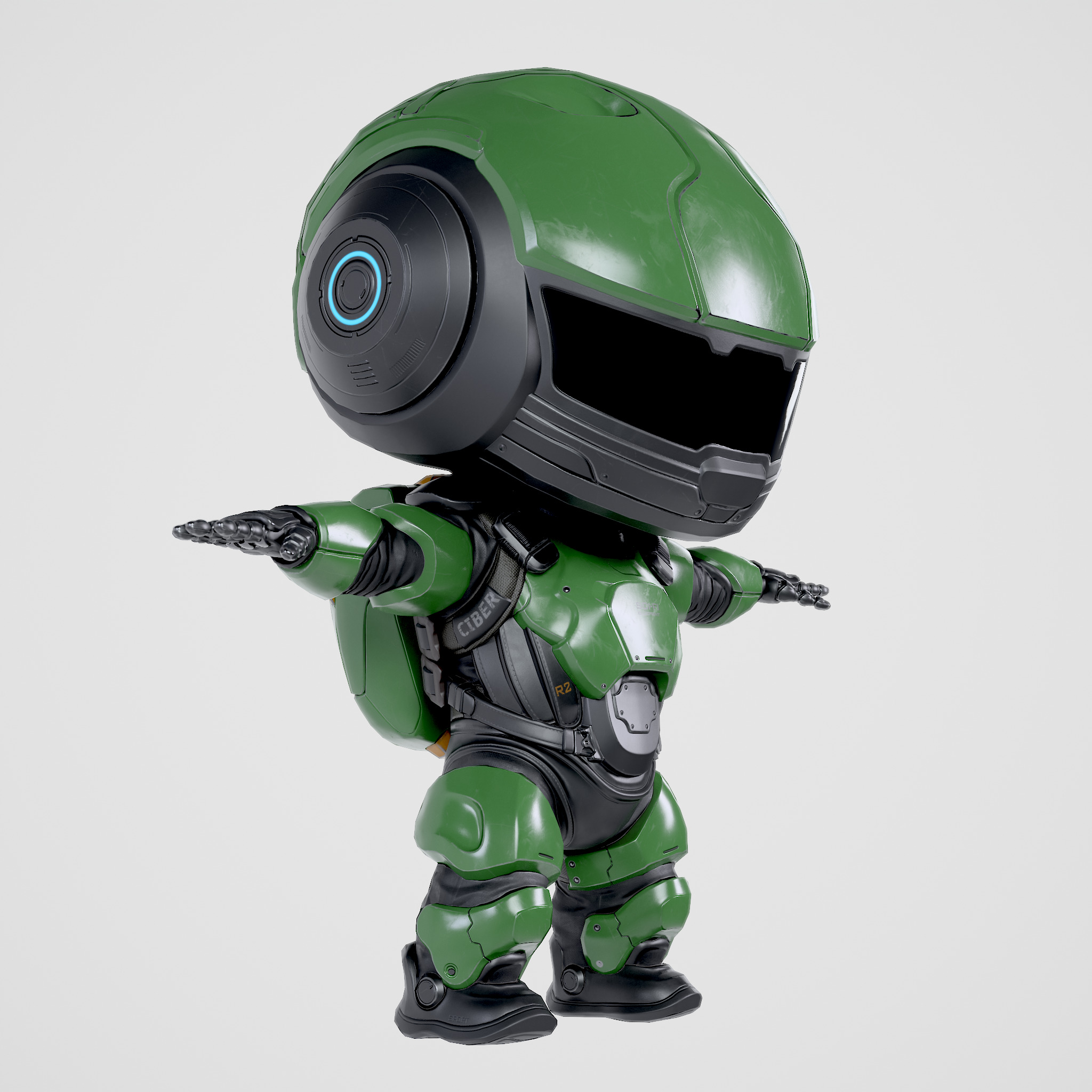 Cute Robot Green Low-poly 3D model_23