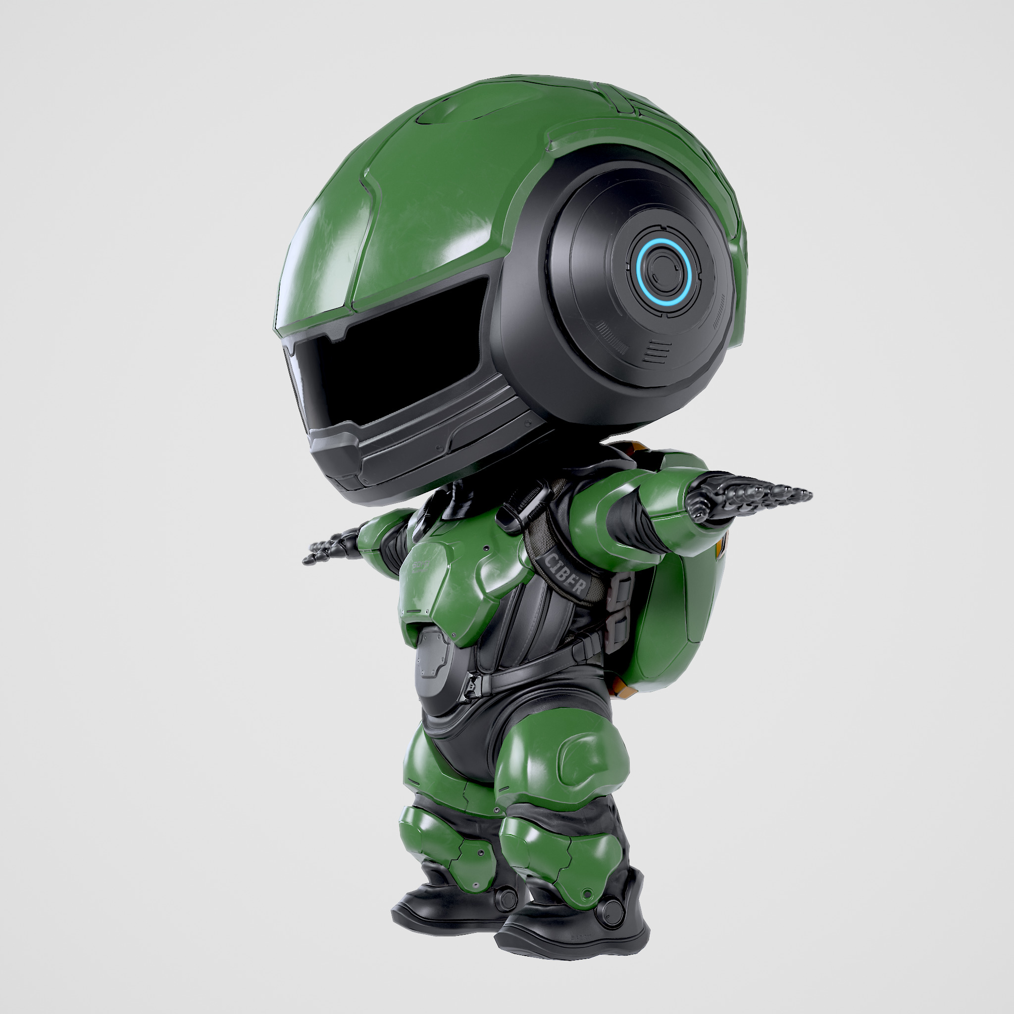 Cute Robot Green Low-poly 3D model_8