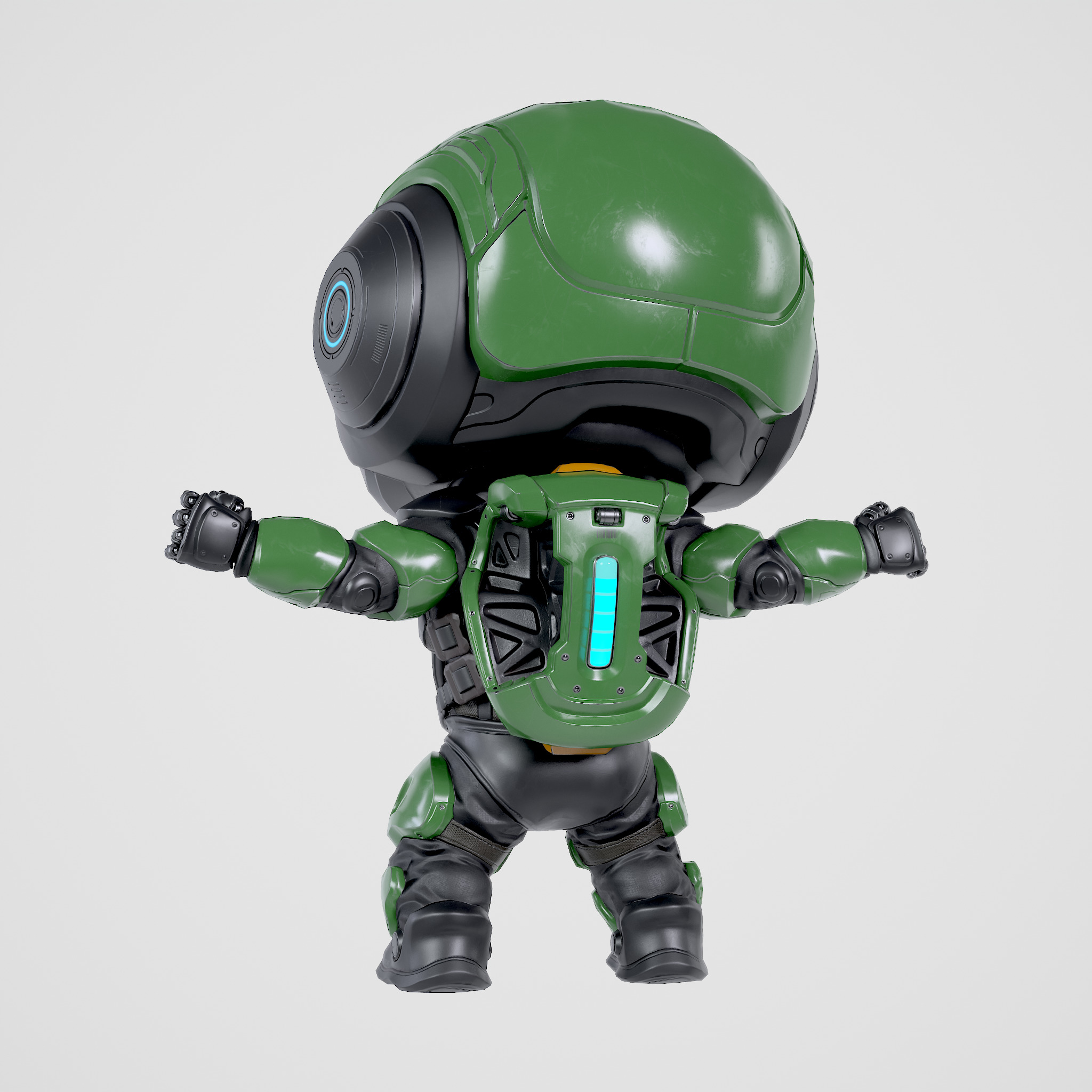 Cute Robot Green Low-poly 3D model_19