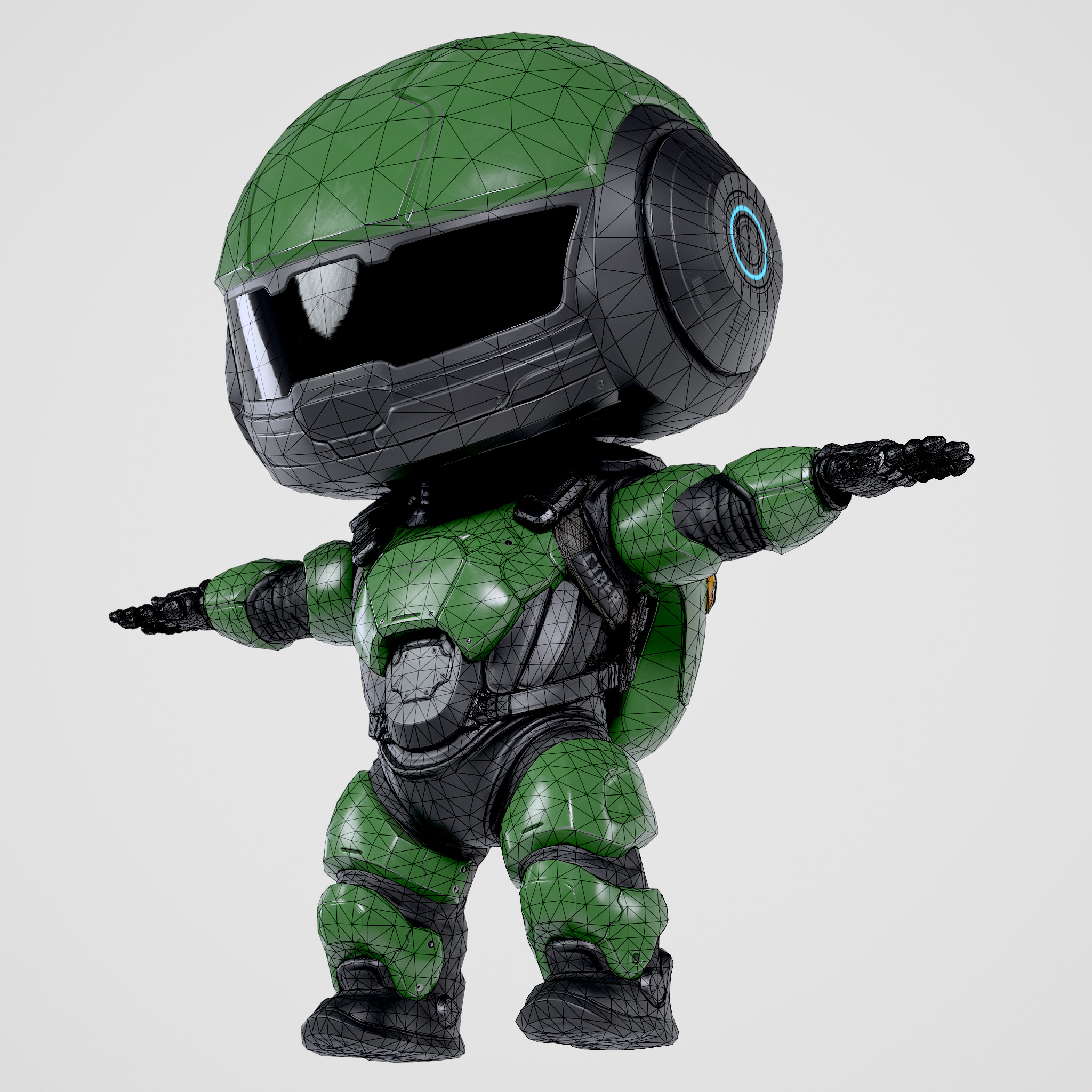 Cute Robot Green Low-poly 3D model_11