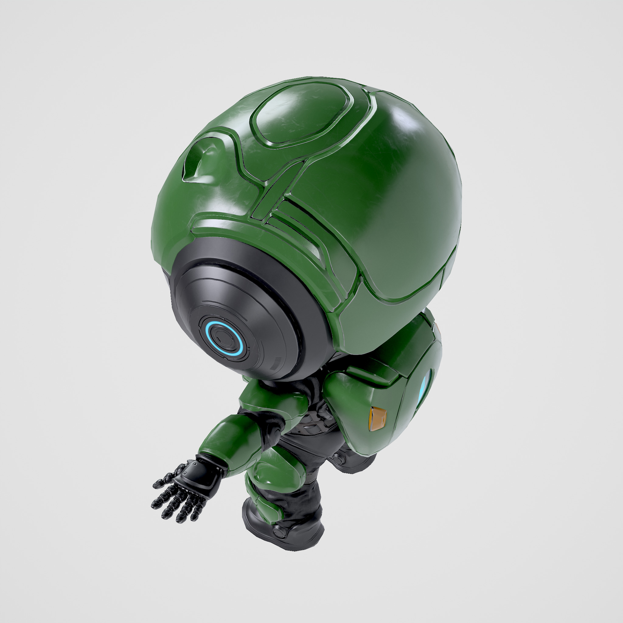 Cute Robot Green Low-poly 3D model_26