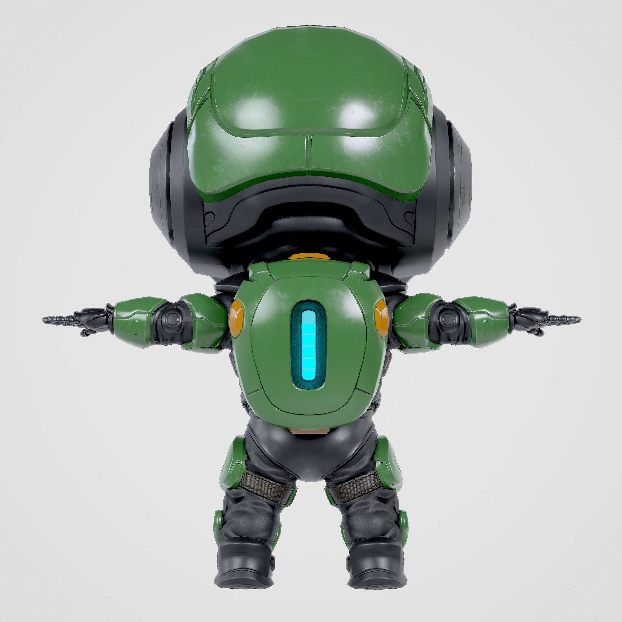 Cute Robot Green Low-poly 3D model_10