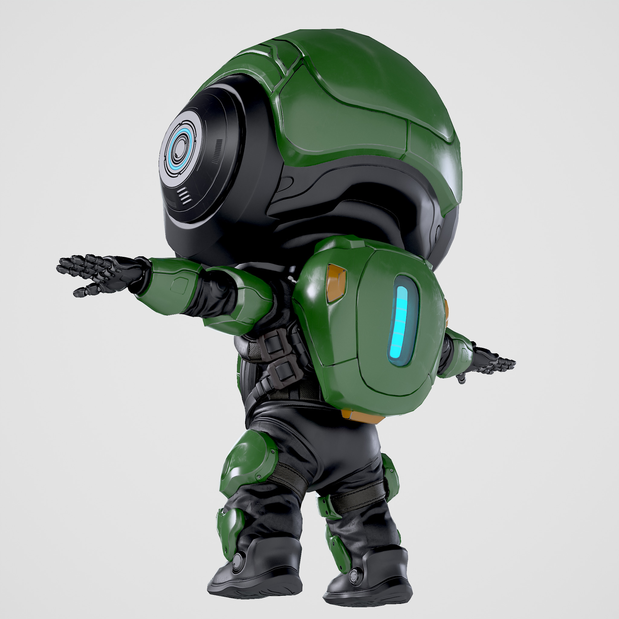 Cute Robot Green Low-poly 3D model_22