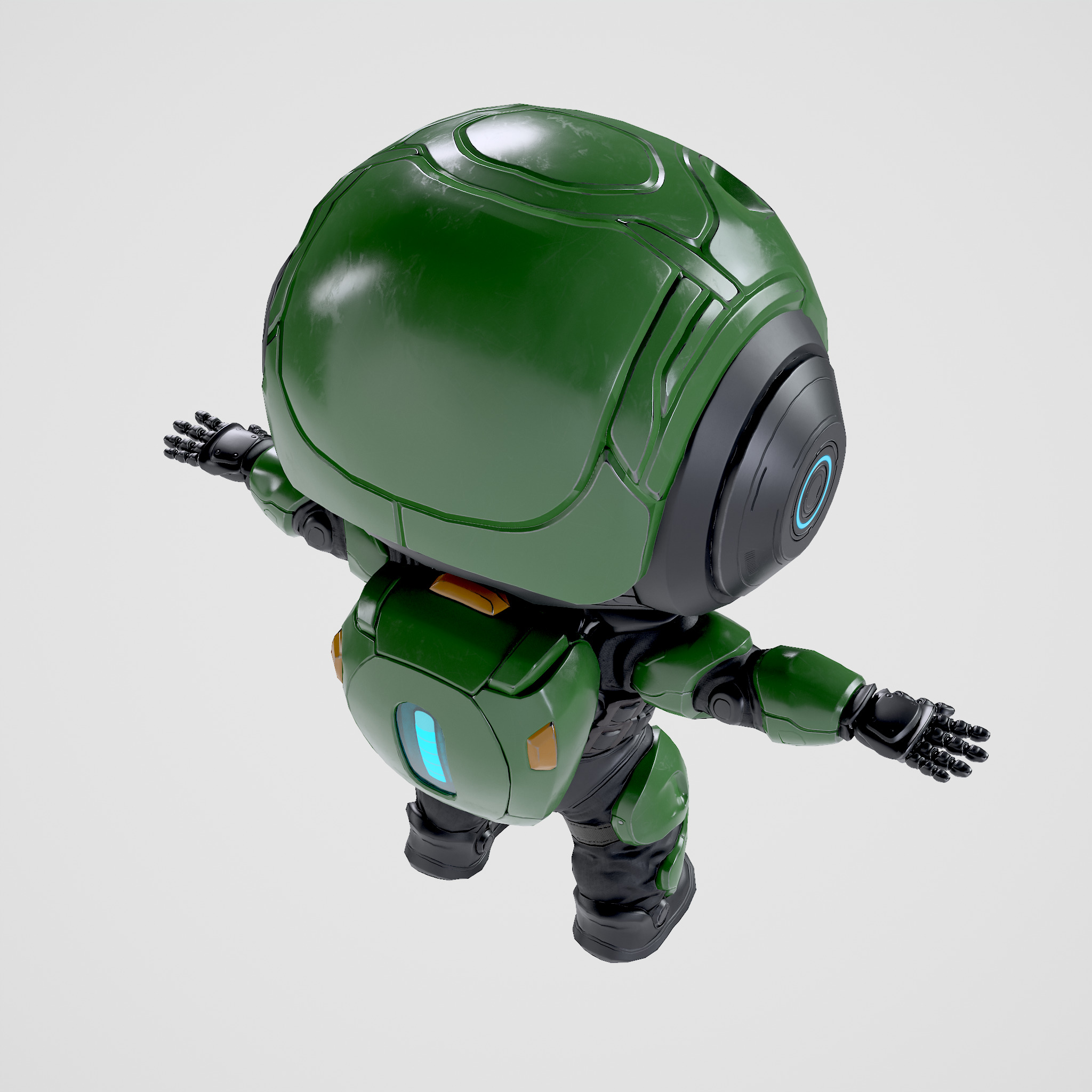 Cute Robot Green Low-poly 3D model_25