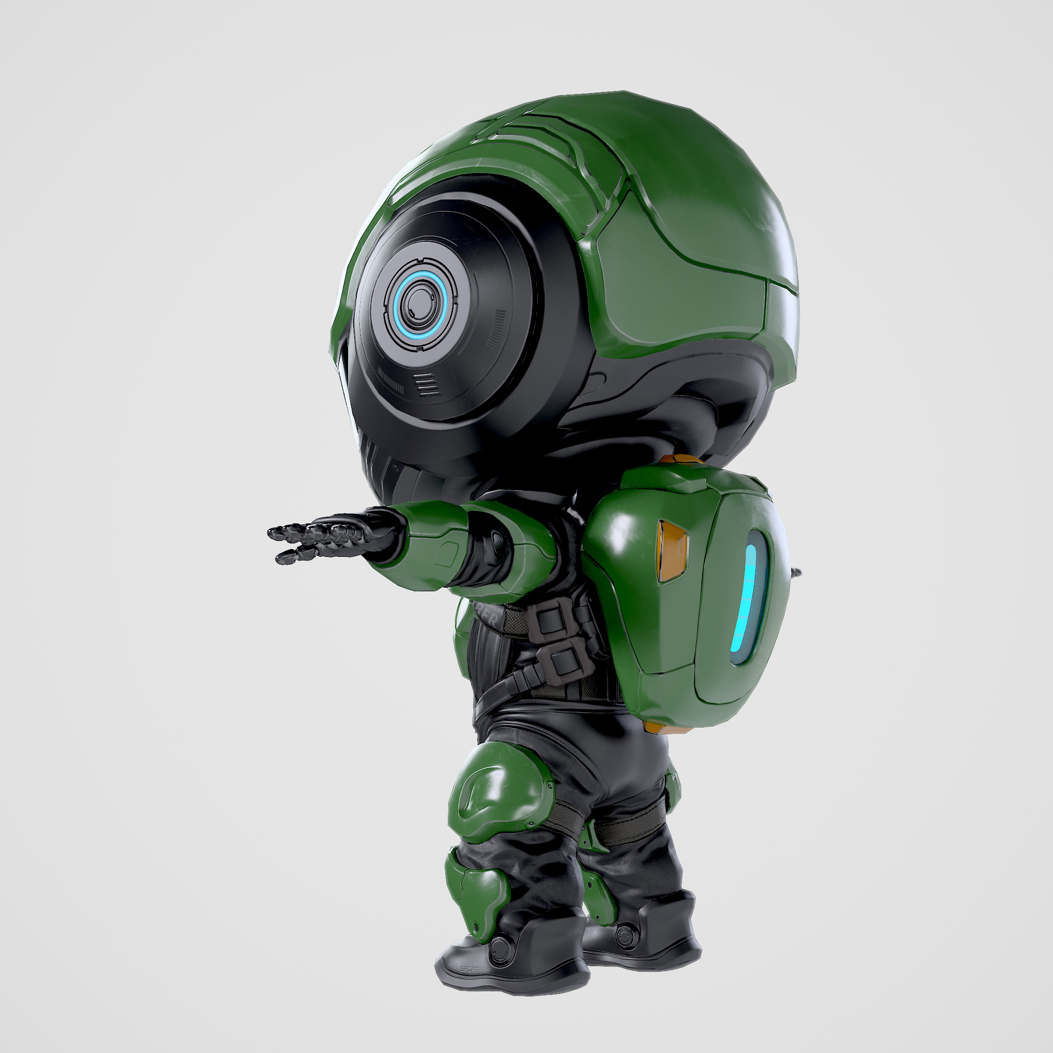 Cute Robot Green Low-poly 3D model_9
