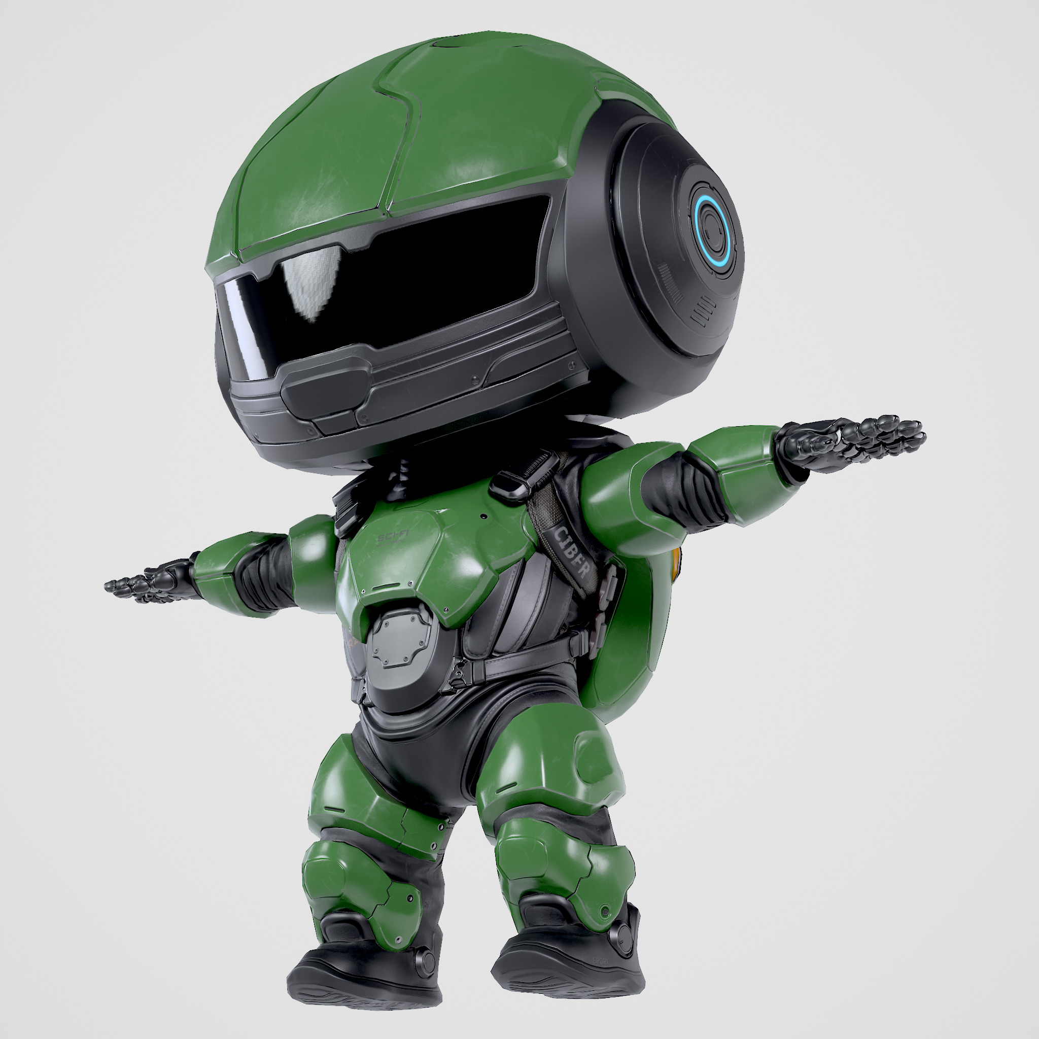 Cute Robot Green Low-poly 3D model_21