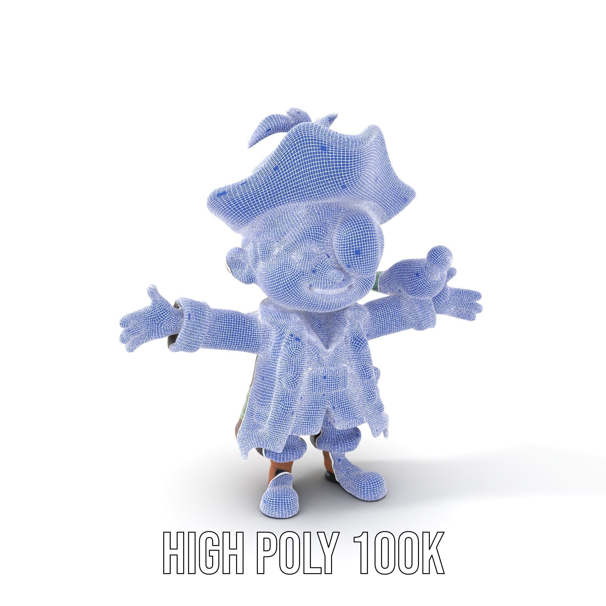 Charming Pirate Kid with Parrot Rigged and Animated Low-poly 3D model_4