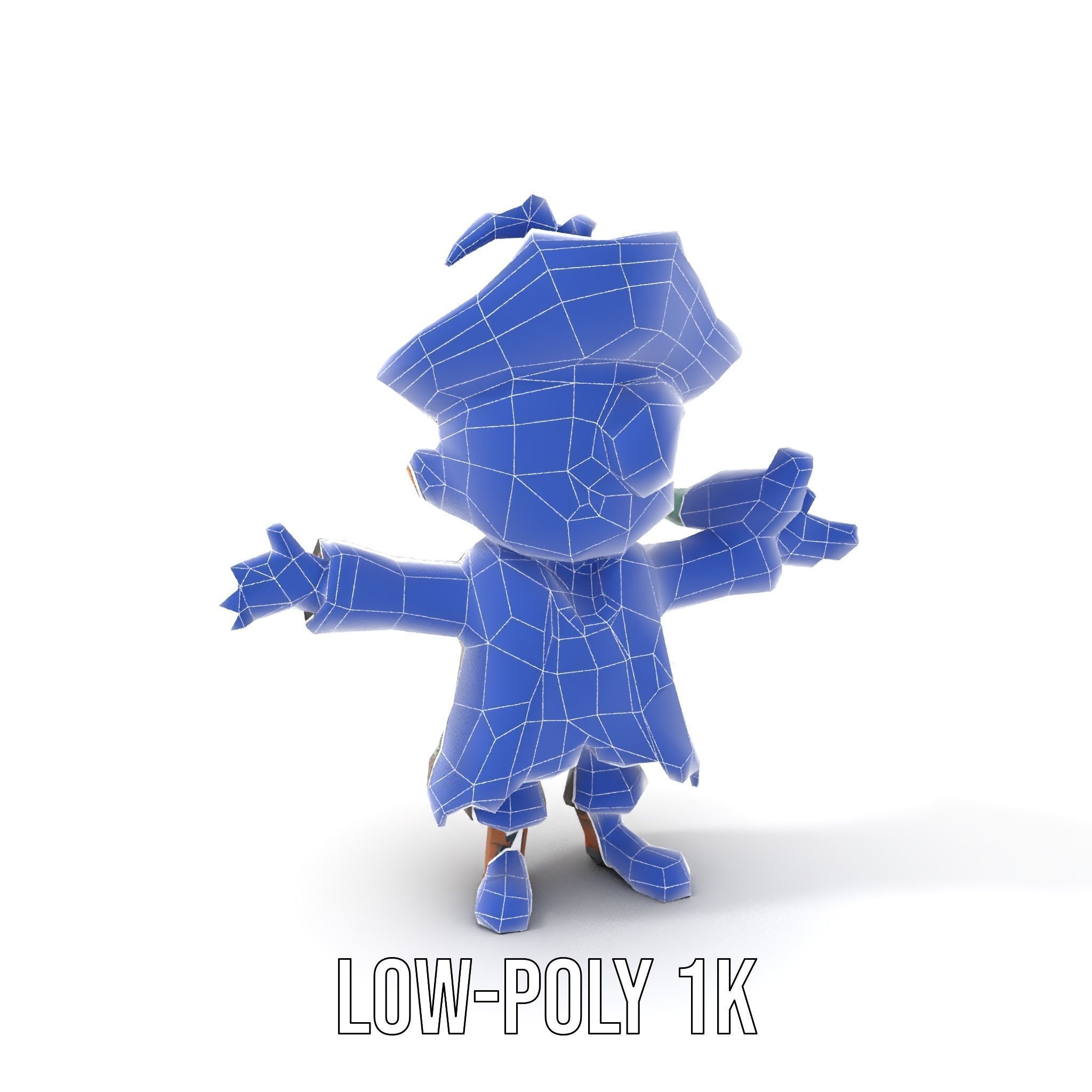 Charming Pirate Kid with Parrot Rigged and Animated Low-poly 3D model_9