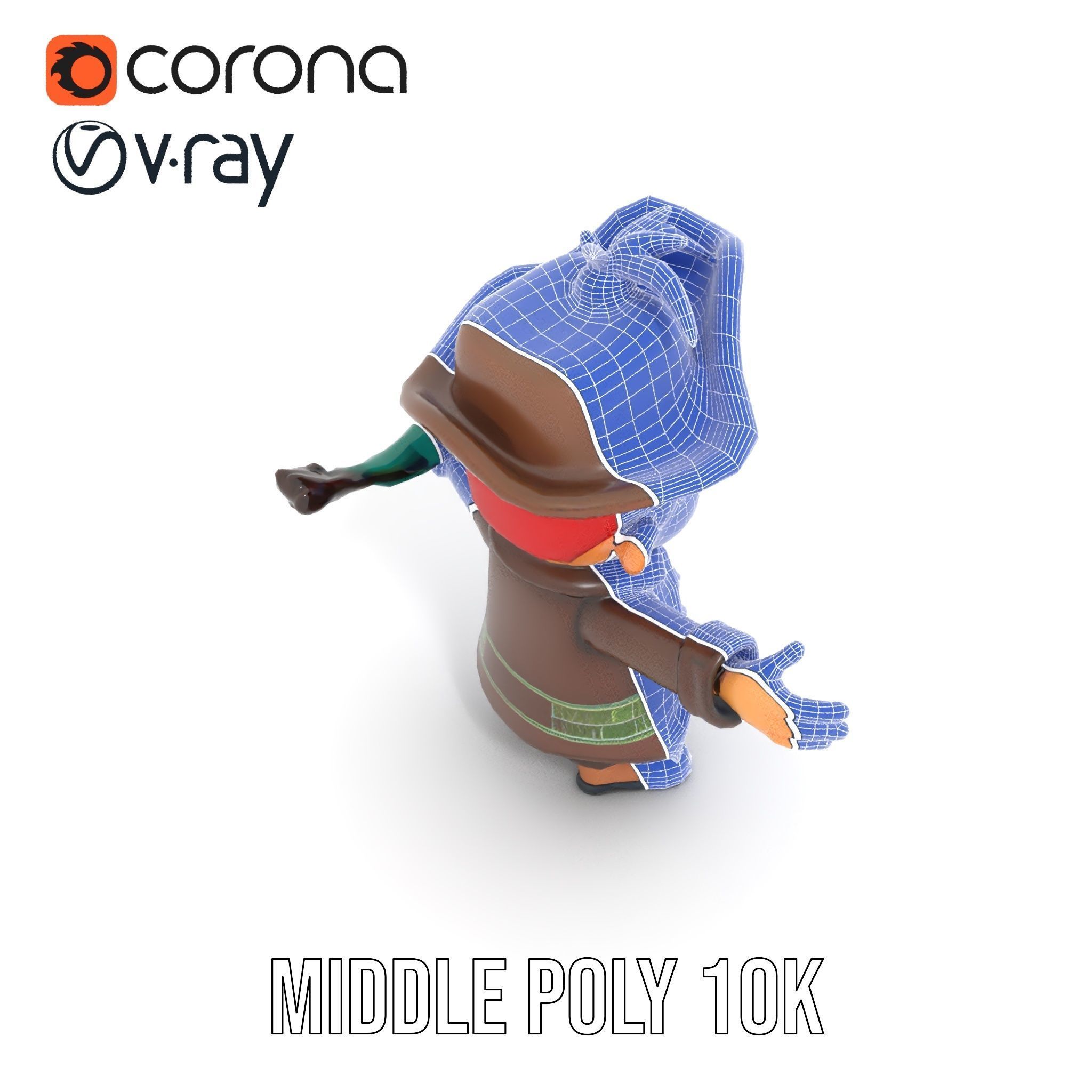 Charming Pirate Kid with Parrot Rigged and Animated Low-poly 3D model_34