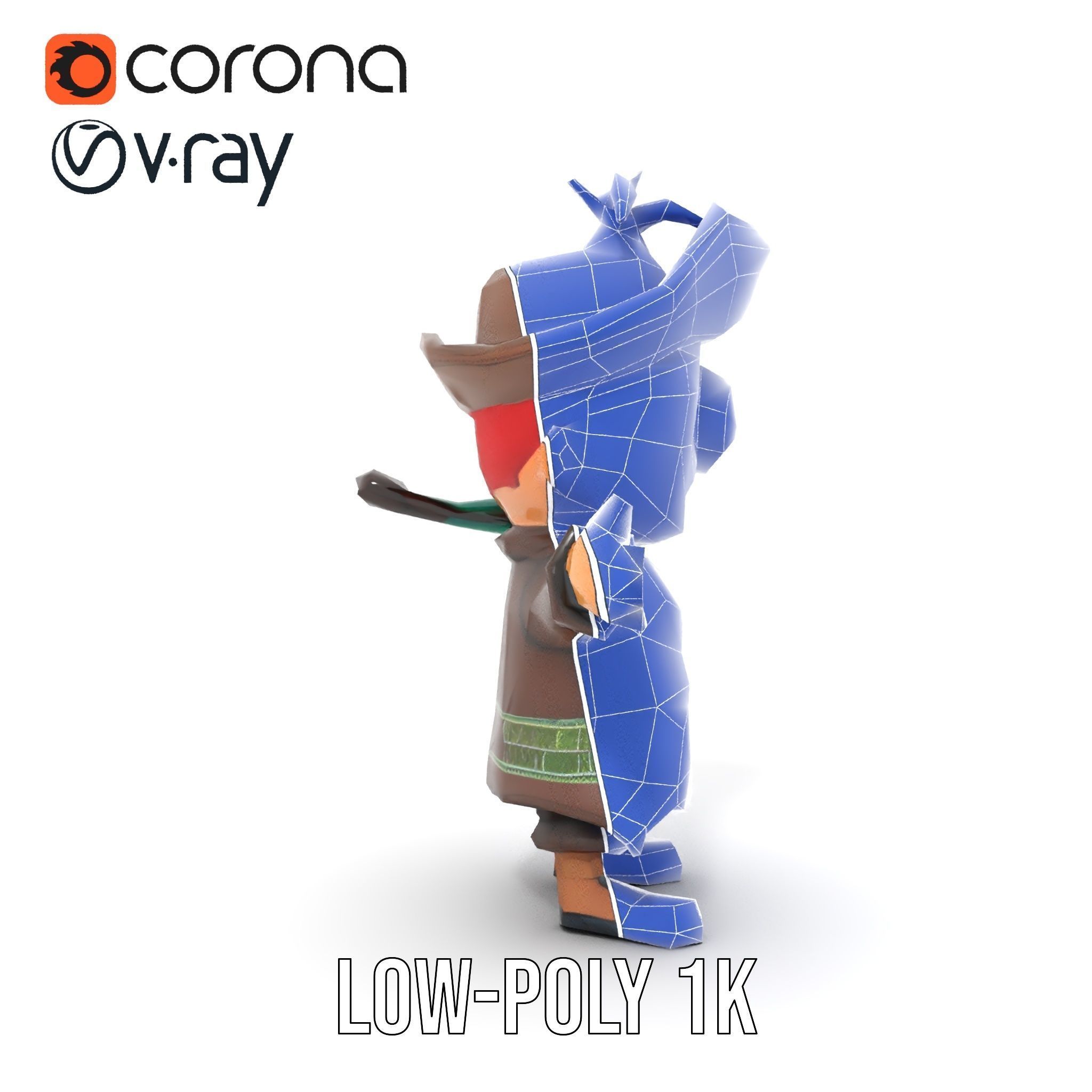 Charming Pirate Kid with Parrot Rigged and Animated Low-poly 3D model_19