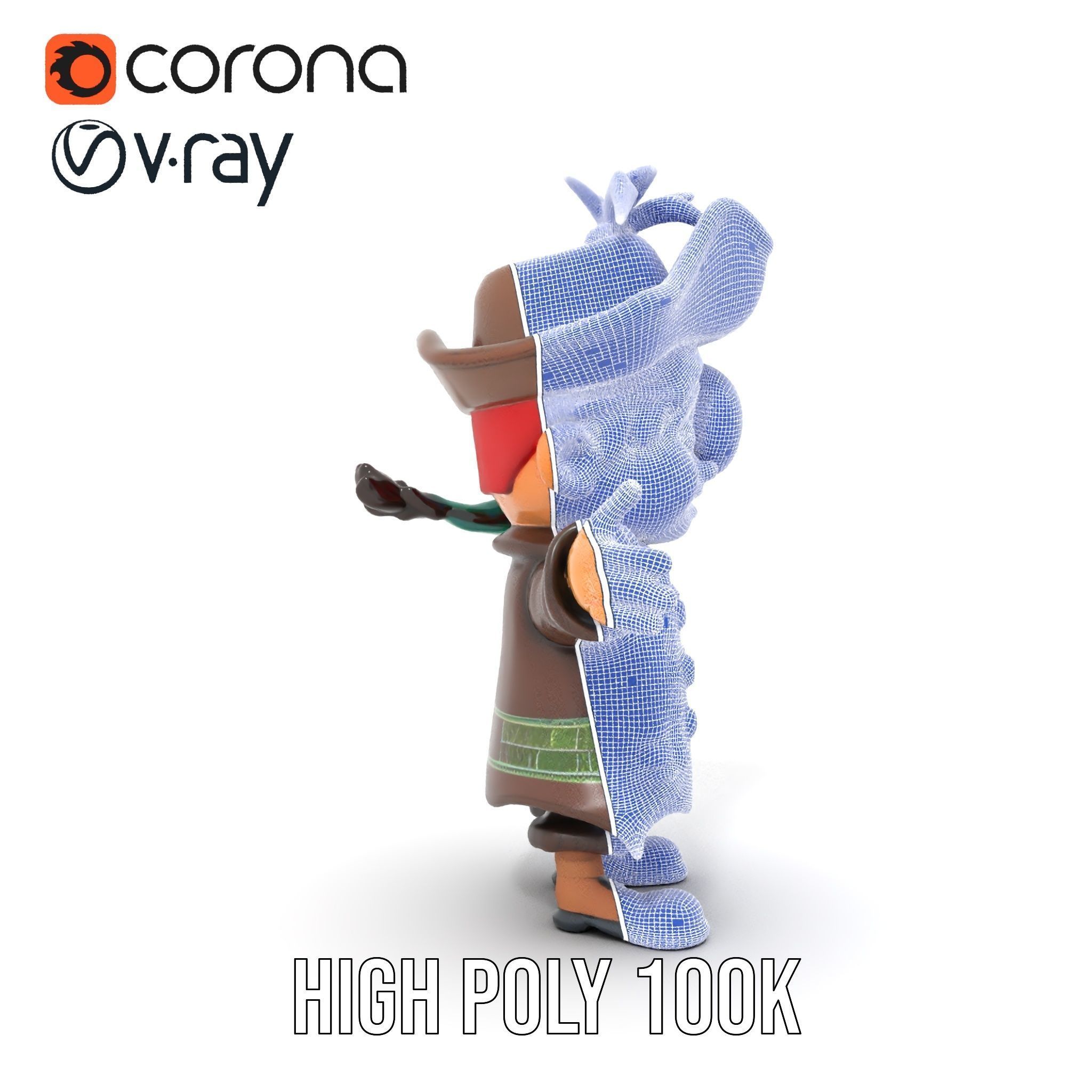 Charming Pirate Kid with Parrot Rigged and Animated Low-poly 3D model_35