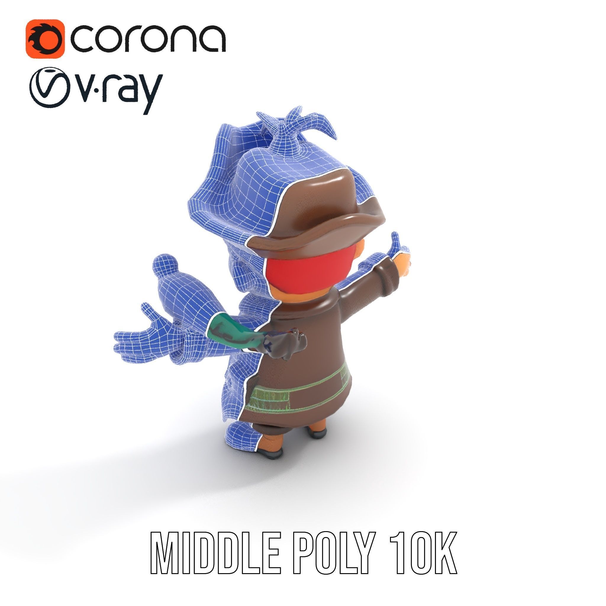 Charming Pirate Kid with Parrot Rigged and Animated Low-poly 3D model_10