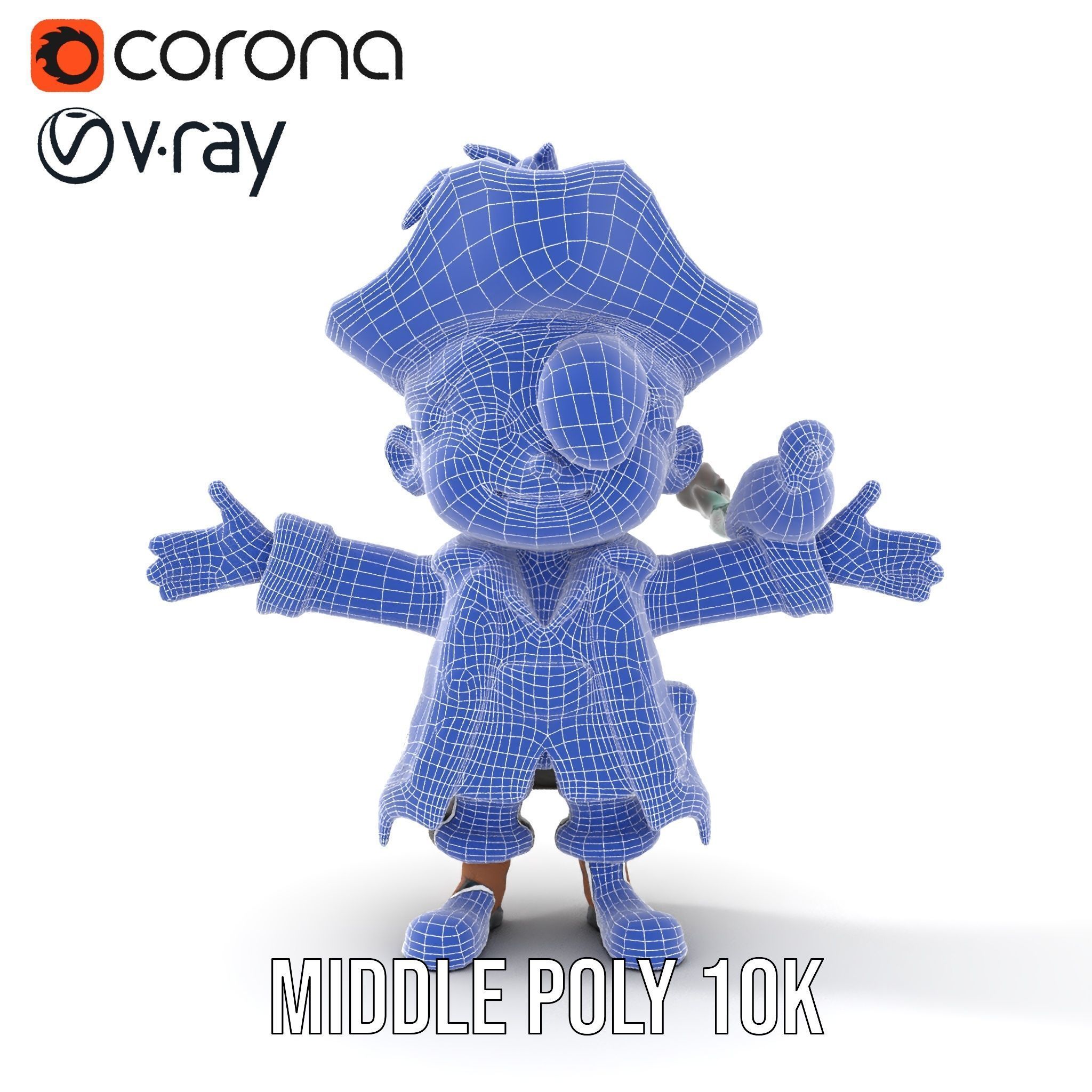 Charming Pirate Kid with Parrot Rigged and Animated Low-poly 3D model_32