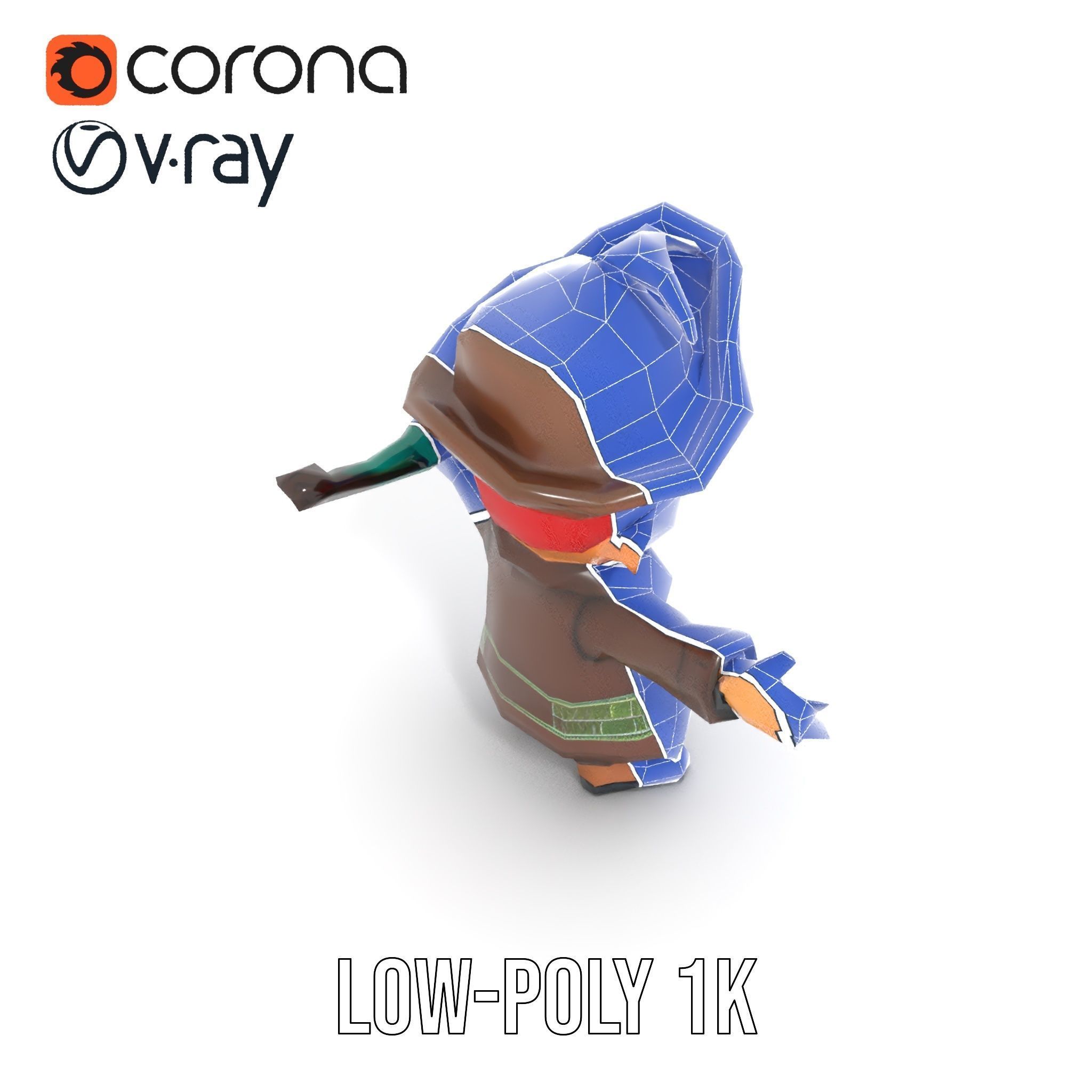 Charming Pirate Kid with Parrot Rigged and Animated Low-poly 3D model_13