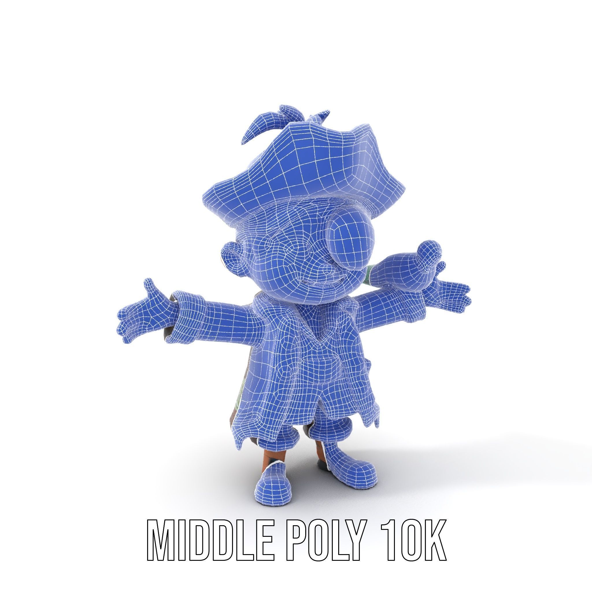 Charming Pirate Kid with Parrot Rigged and Animated Low-poly 3D model_21