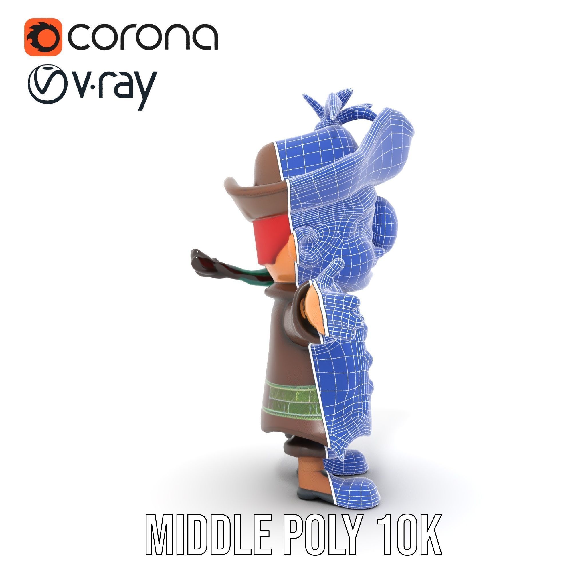 Charming Pirate Kid with Parrot Rigged and Animated Low-poly 3D model_24