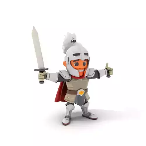 Charming Knight Rigged and Animated Character Model for Games